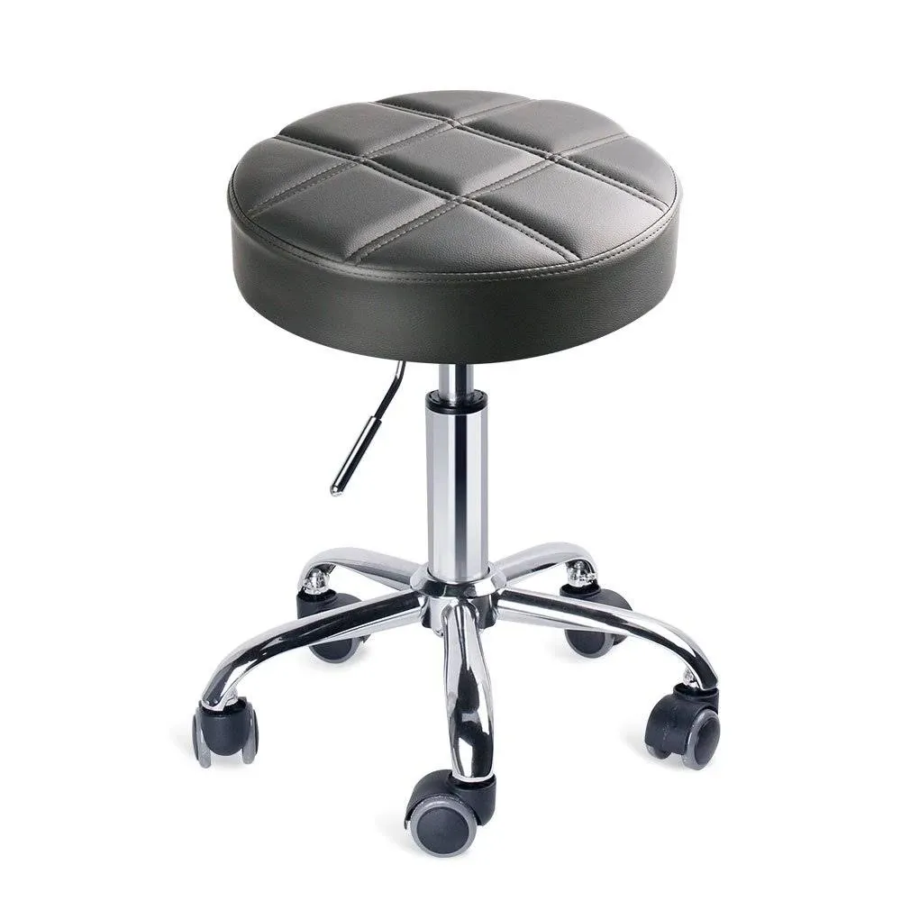 Leopard Round Rolling Stools, Adjustable Work Medical Stool with Wheels (Grey)