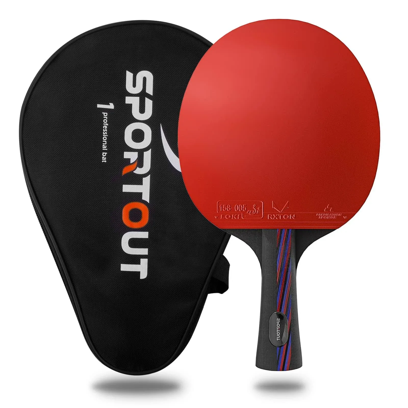 Sportout Sriver-He Rubber Table Tennis Paddle, Professional Pingpong Racket with ...