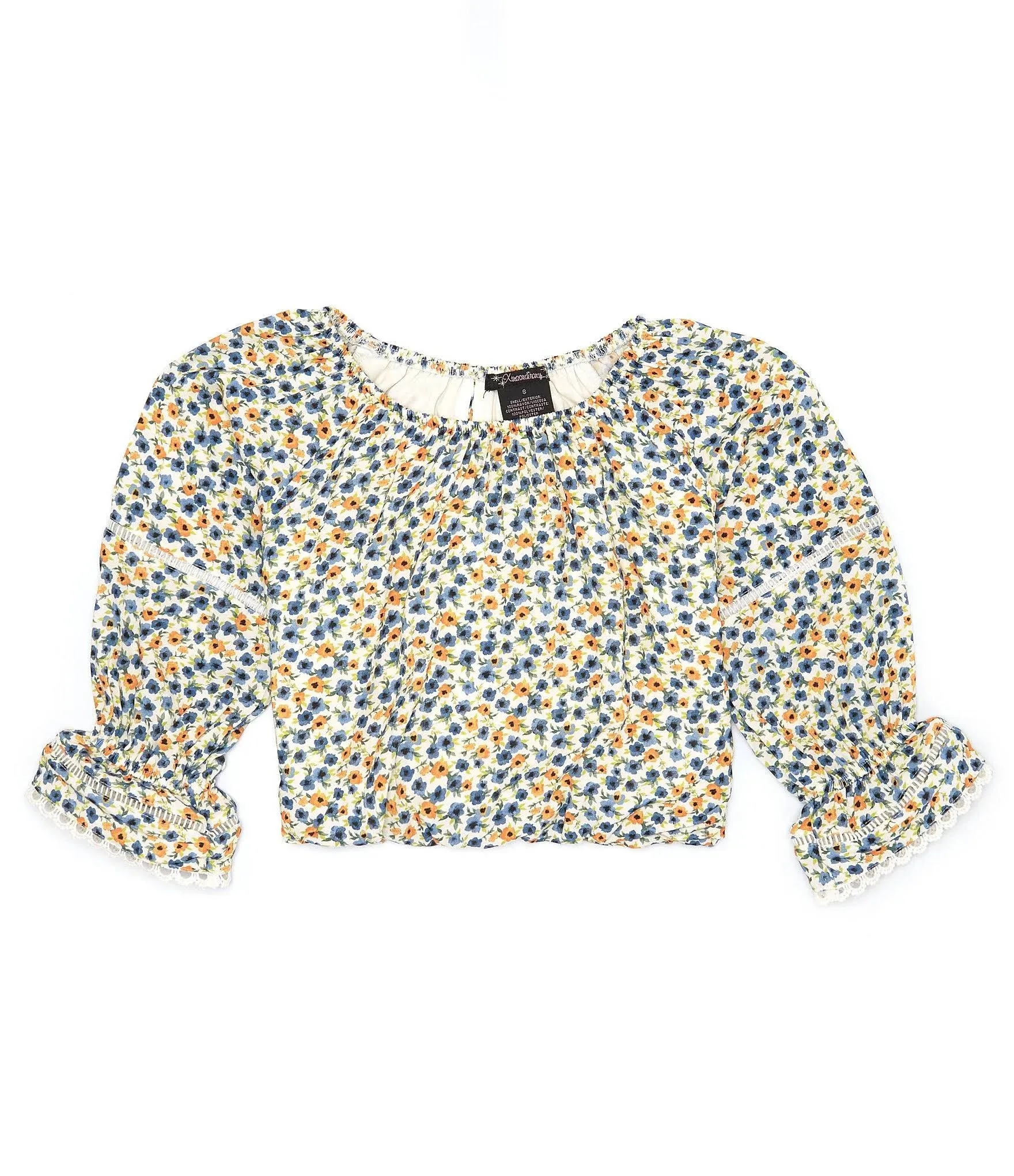 Speechless Girls' Floral Print Long Sleeve Top