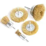 FPPO Brass Wire Wheel Brush Kit for Drill,Crimped Cup Brush with 1/4 inch Shank,0.13mm True Brass Wire,Soft Enough to CL