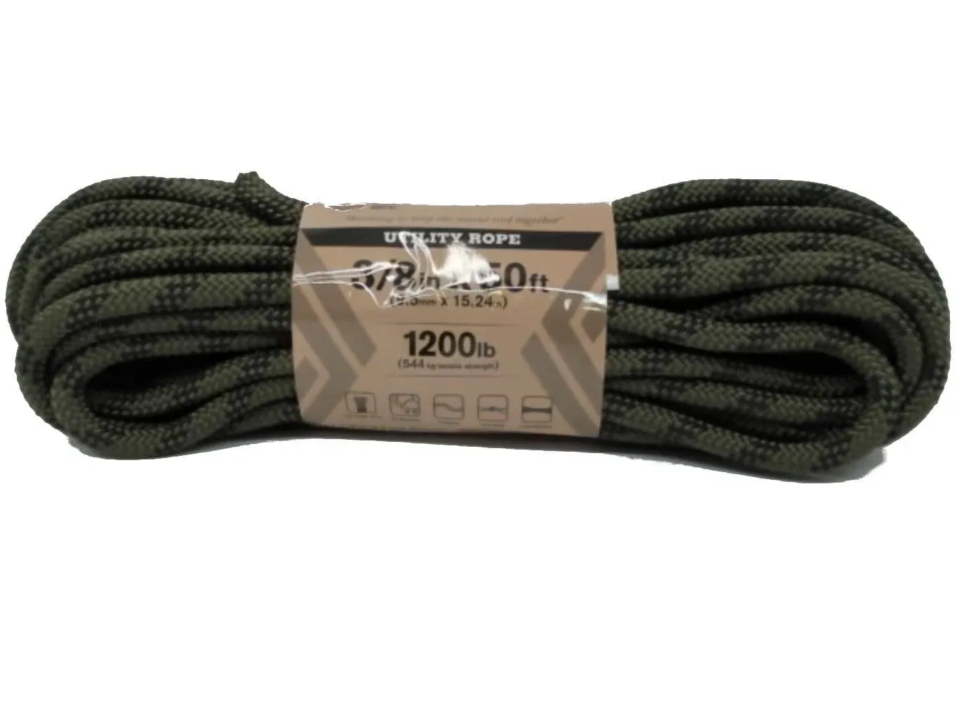  3/8” inch 50ft Braided Utility Rope. Camouflage, 50ft Made in USA, 