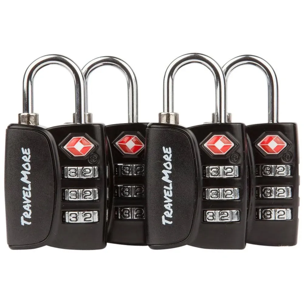 pack all TSA Approved Luggage Lock, Inspection Indicator, Alloy Body, 3 Digit Combination Padlocks, Travel Lock for Suitcases & Bag, Travel Accessories