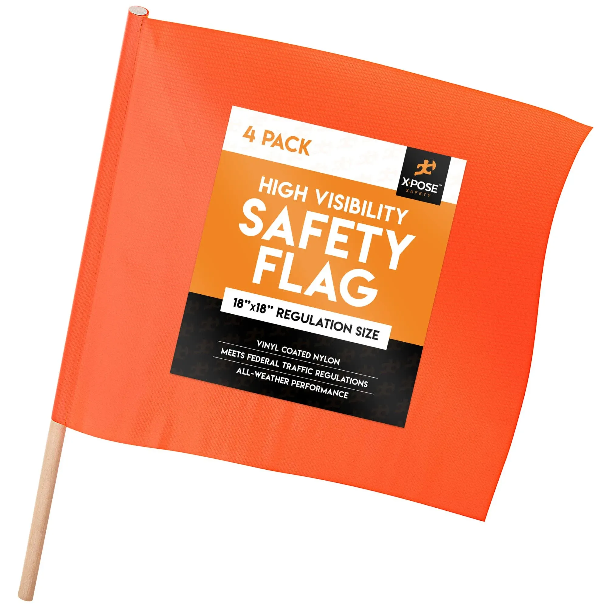 Safety Flags Orange (4) - 18&#034; x 18&#034; Orange Flag - Square Safety Flag