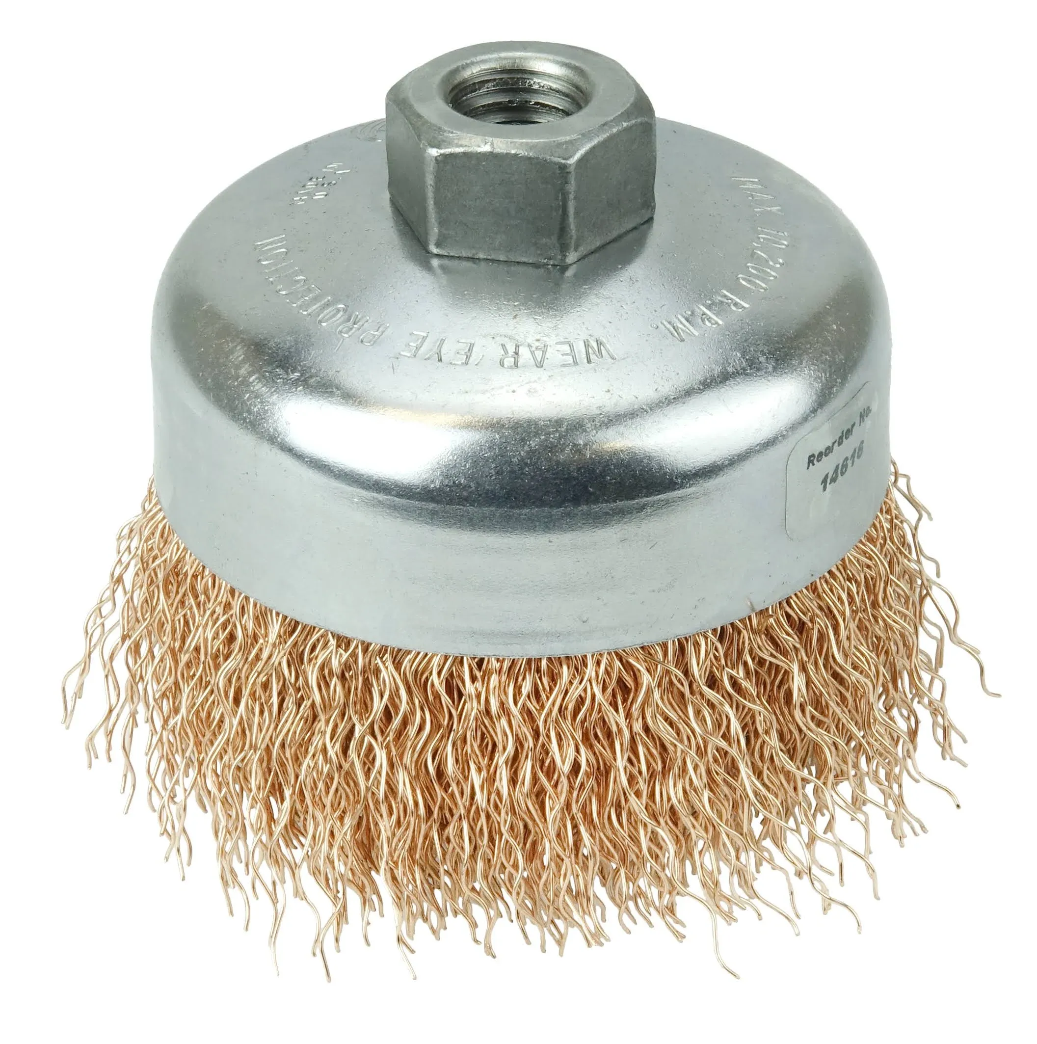 Weiler 14616 4" Crimped Wire Cup Brush, .020" Bronze Fill, 5/8"-11 UNC Nut