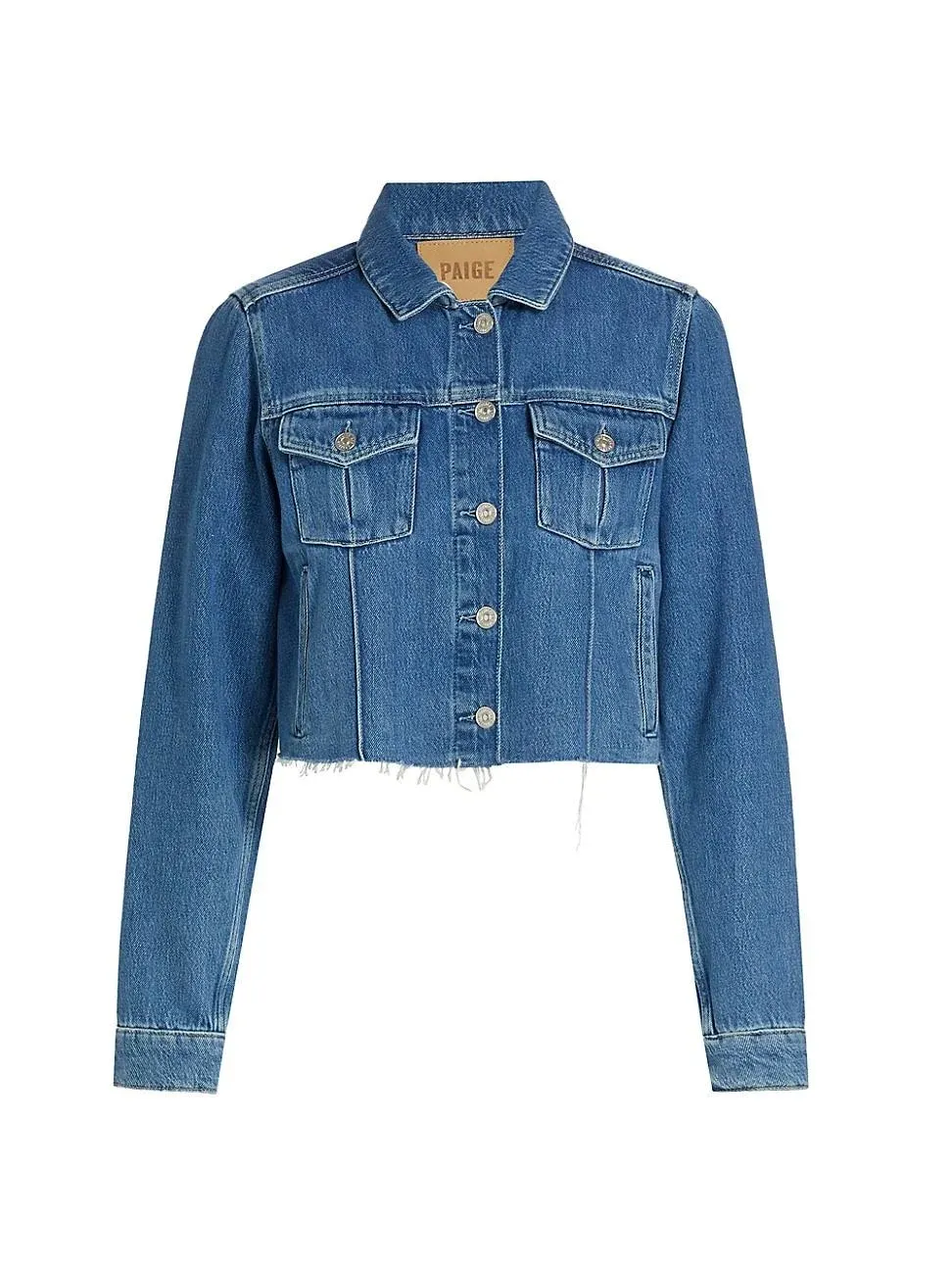 Shop Paige Women's Rowan Cutoff Denim Trucker Jacket In Selah