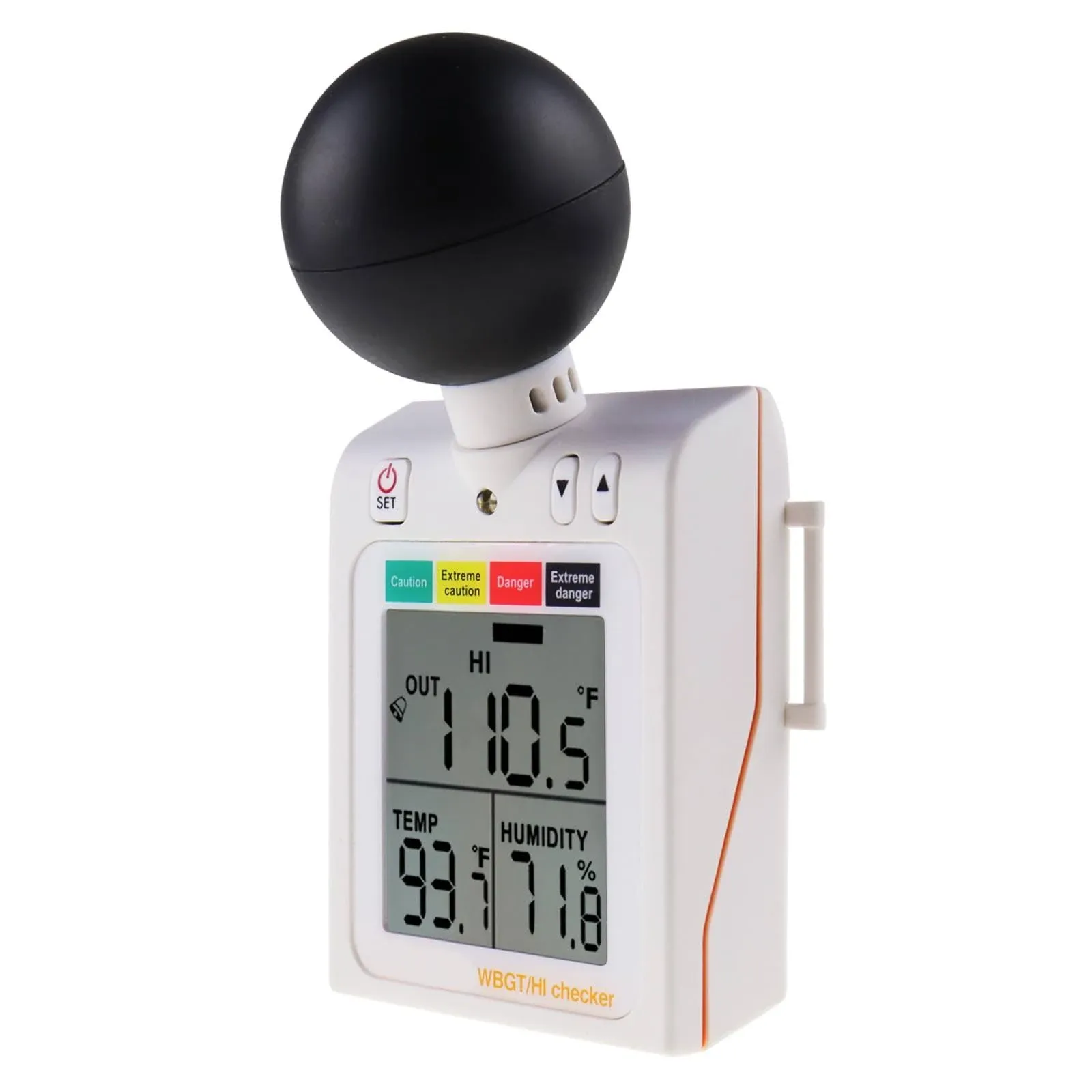 Wearable 2-in-1 WBGT Hi Heat Index Checker Wet Bulb Globe Temperature Heat Stress Meter Air Globe