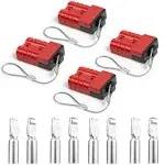 6-10 Gauge Wire Connectors, 50A Battery Quick Connect Disconnect 12V-36V Powerpole for Car Bike ATV Winches Lifts Motors More Red 4 Pcs