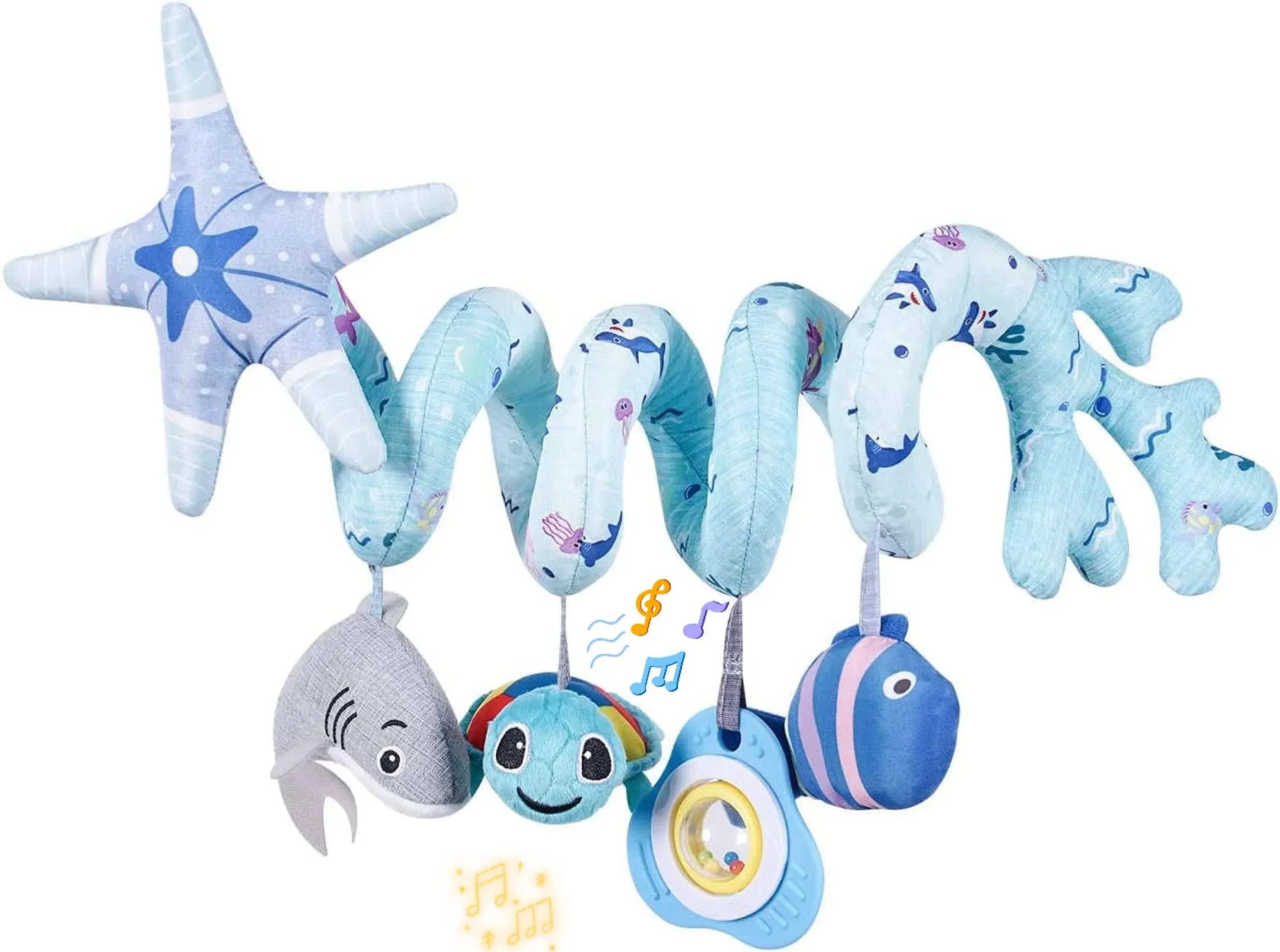 Upscale Trail Deluxe 5-Piece Spiral Plush Toy Set - Cute Hanging Baby Rattle ...