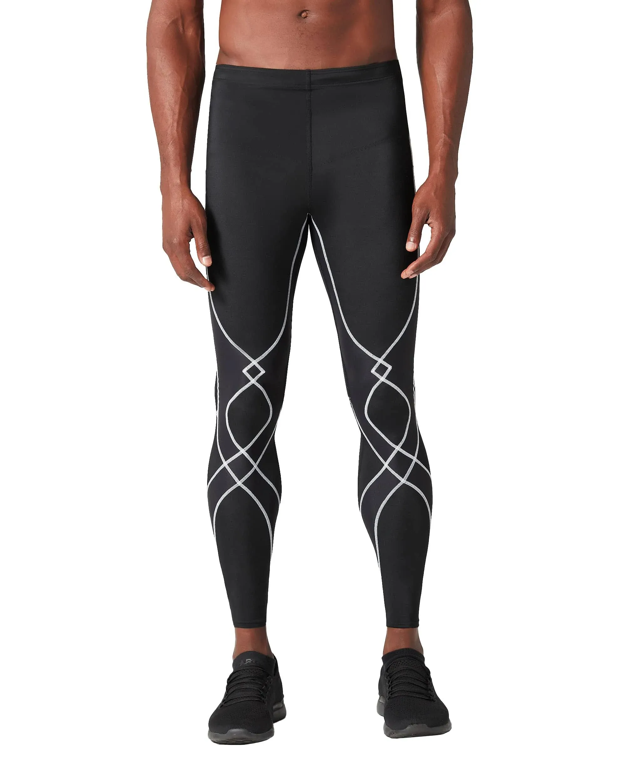 CW-X Men&#039;s Stabilyx Joint Support Compression Tights, Black/White,  Medium