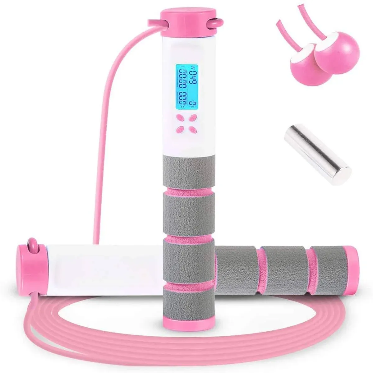 Jump Rope Digital Weighted Handle Workout Jumping Rope with Calorie Counter f...