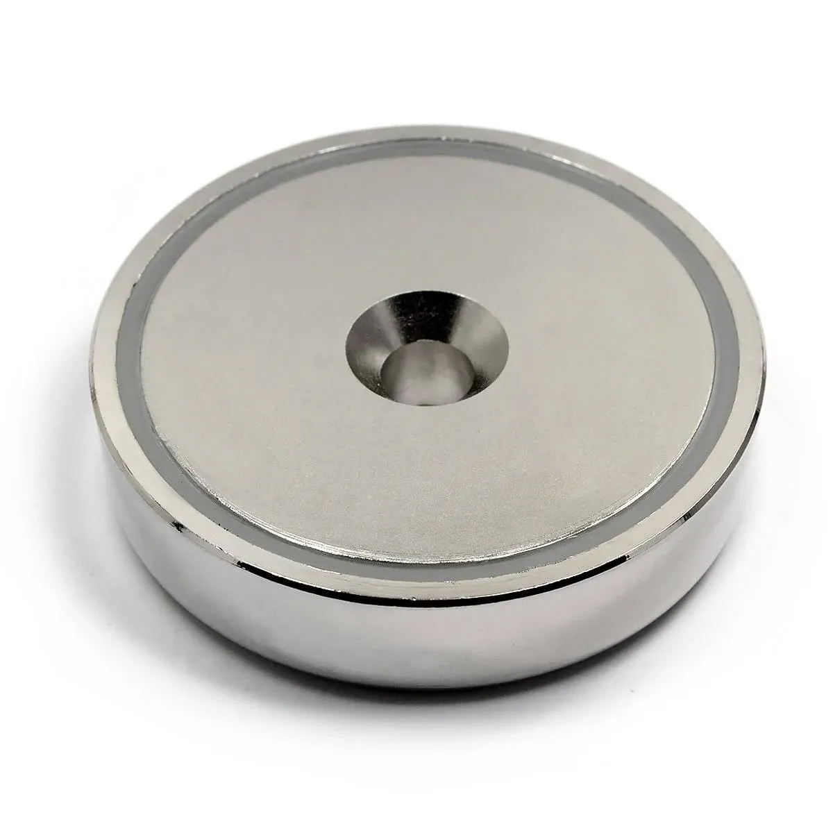 405 LB Neodymium Pot Magnet Dia 2.95" with 3/8" Countersunk Hole | Heavy-Duty Magnetic Round Base