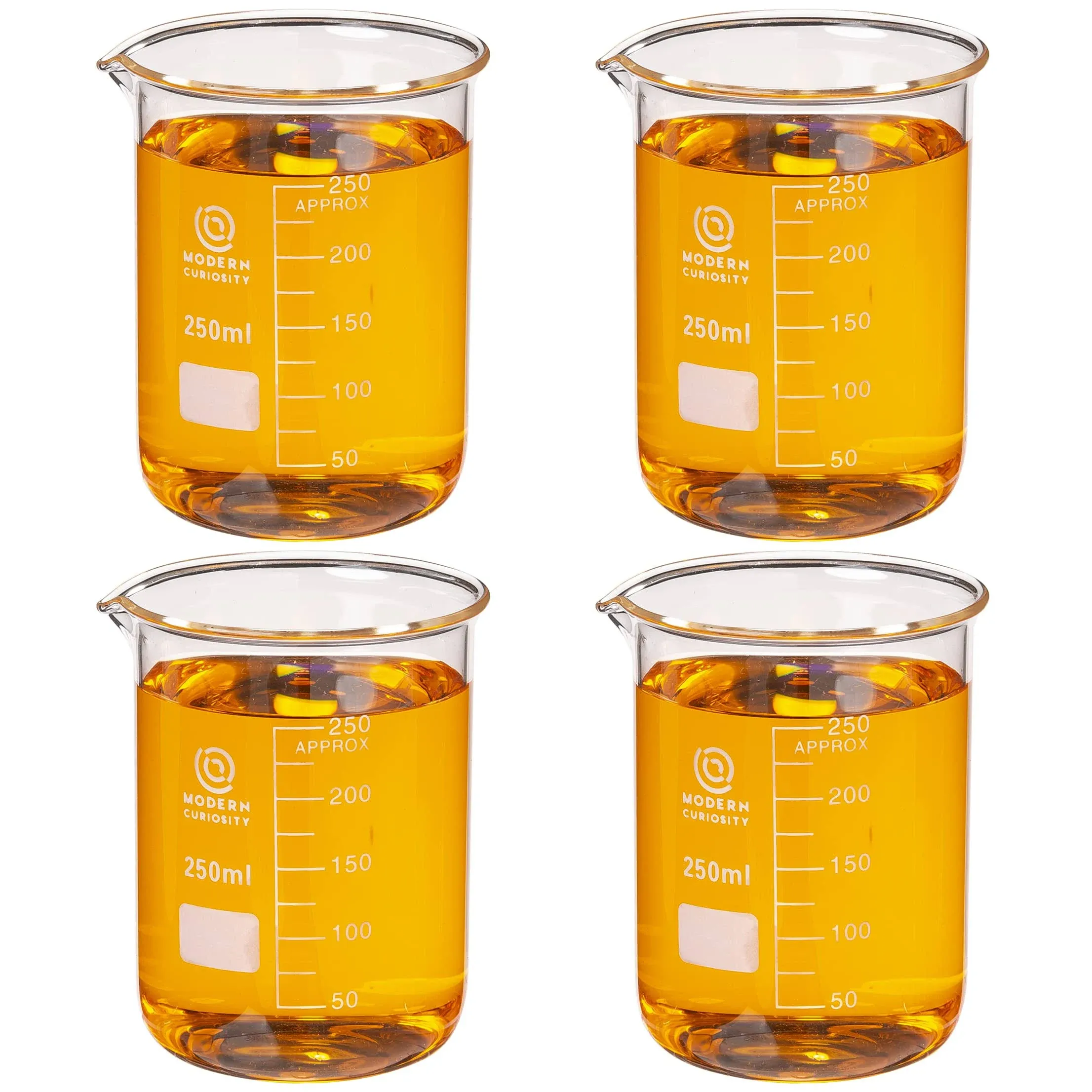 Modern Curiosity 4-pack Glass Beakers 250mL Set