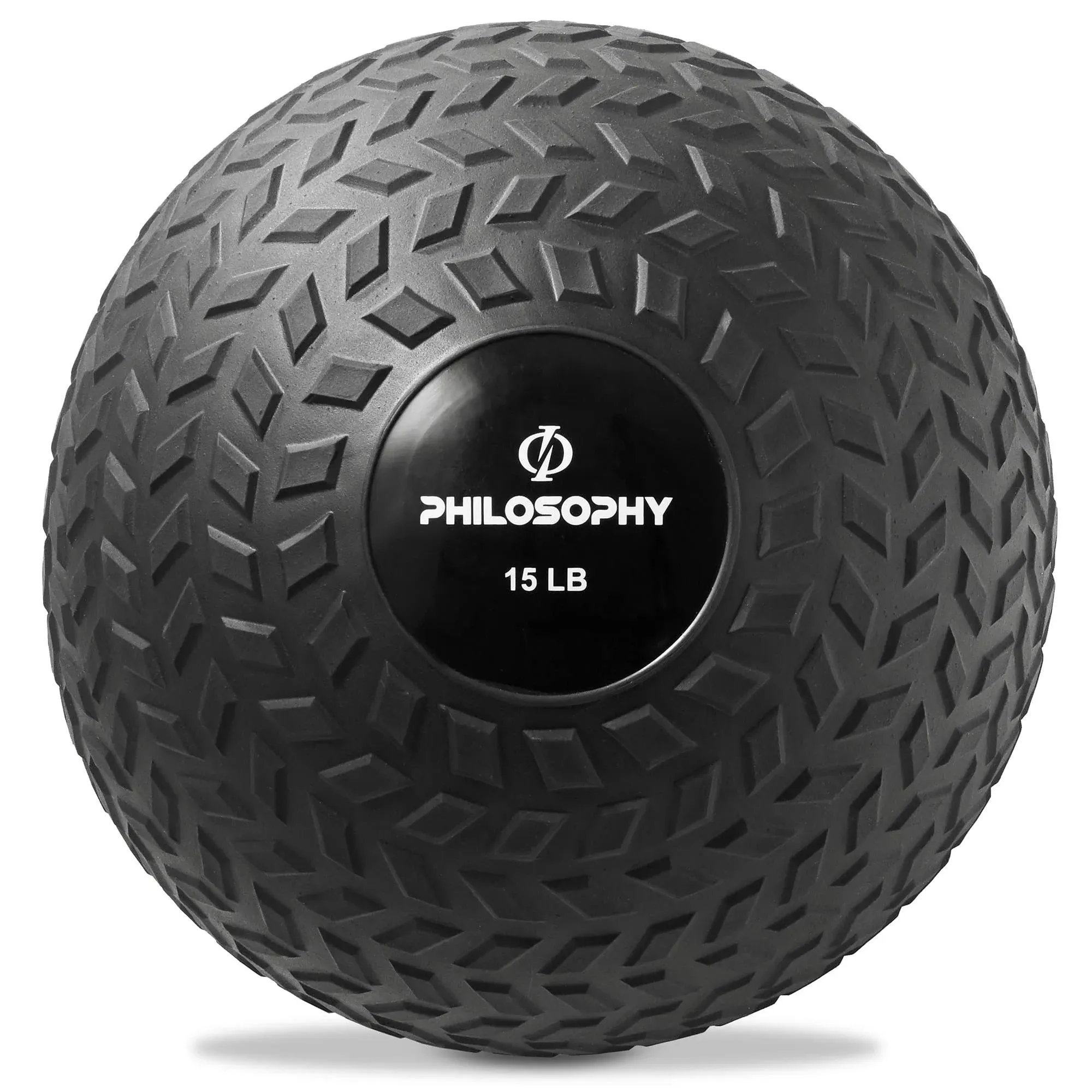 Philosophy Gym Slam Ball, 15 lb - Weighted Fitness Medicine Ball with Easy Grip Tread