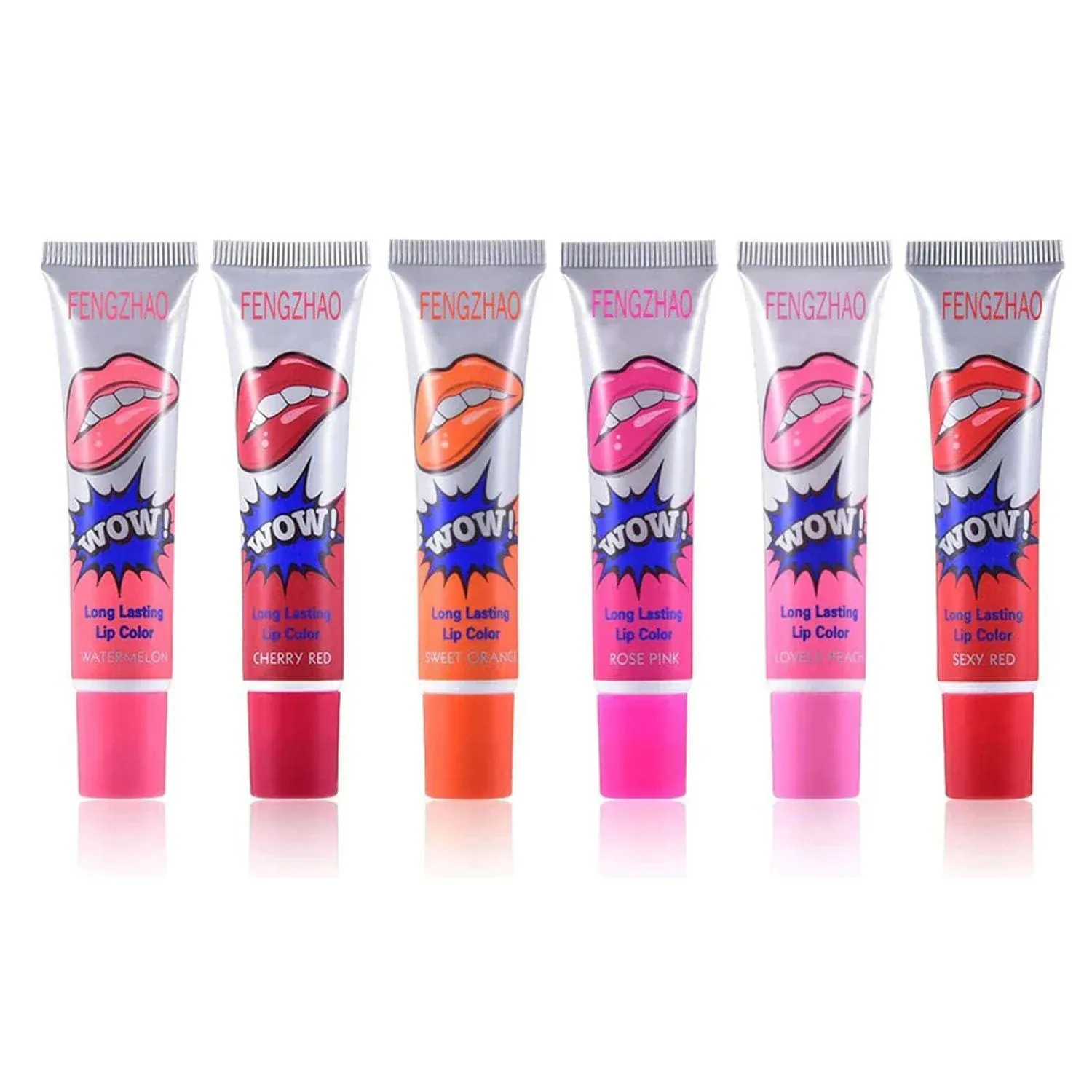 FENGZHAO 6 Colors Tattoo Magic Color Lip Stain Tint Long Lasting Lip Gloss Sets for Women Peel Off Colored Matte Sexy Colors