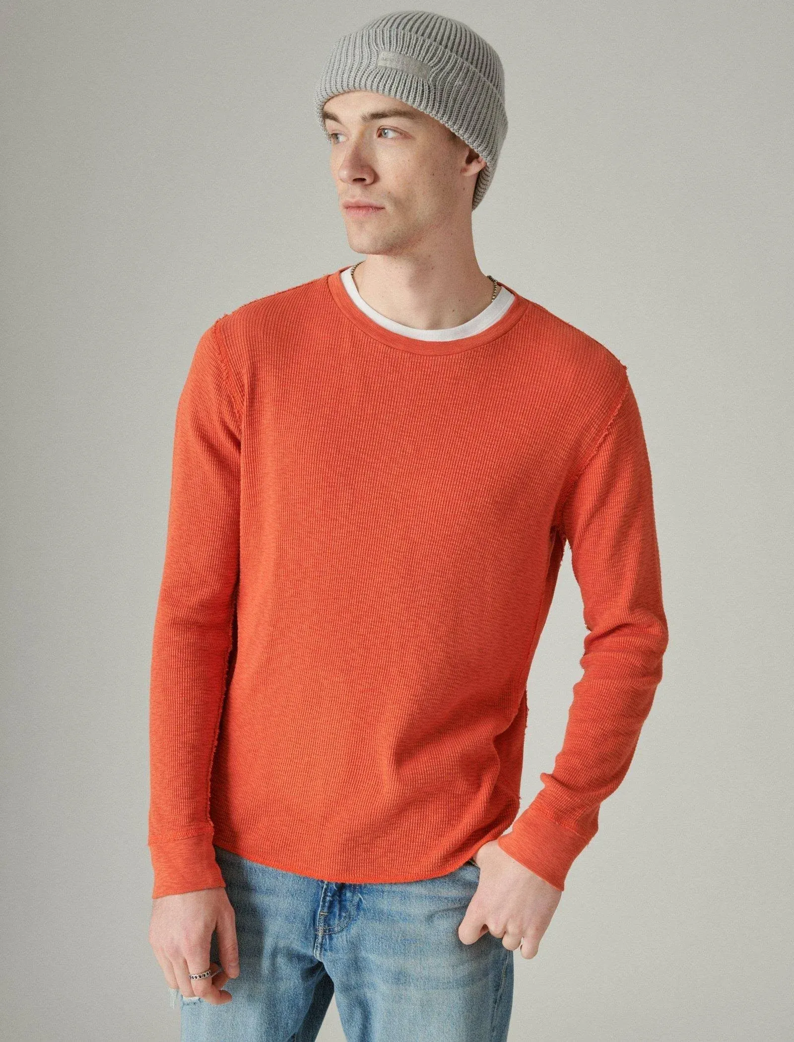 Lucky Brand Men's Garment Dye Thermal Crew