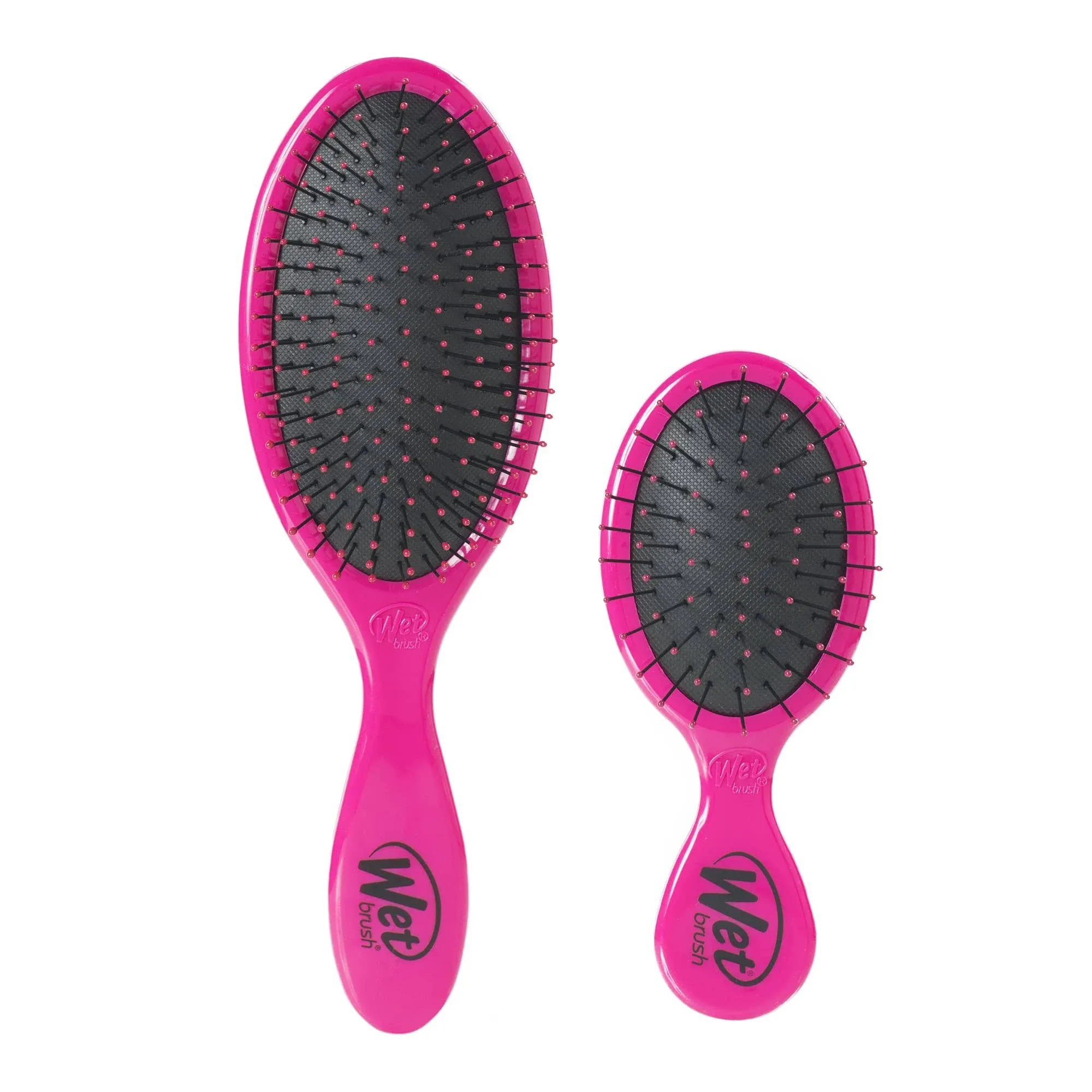 Wet Brush Detangling Hair Brush Set, Original Detangler & Mini Combo, Pink - Ultra-Soft IntelliFlex Bristles, Glide Through Tangles With Ease For All Hair Types - Pain-Free For Women, Men