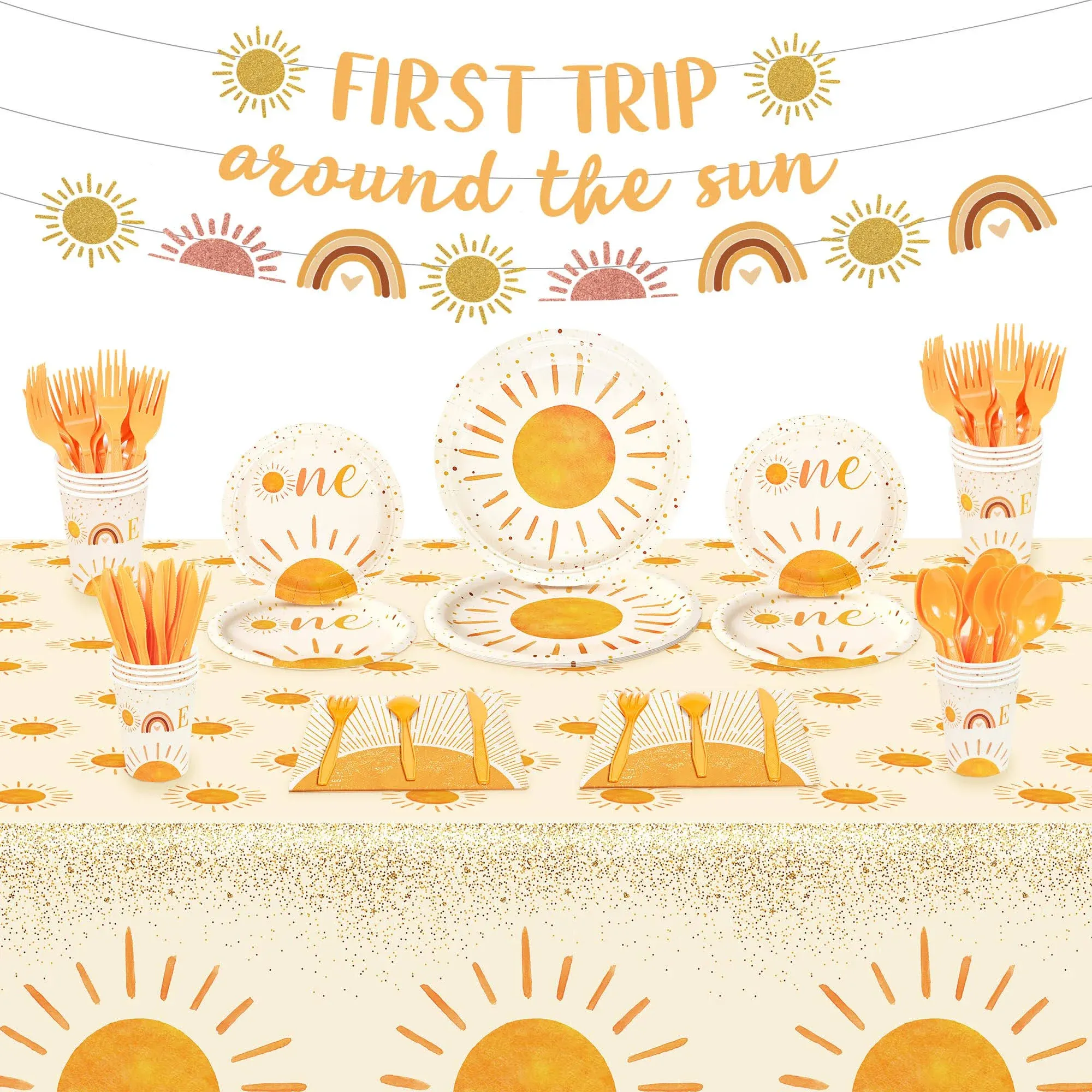 Syxdwz First Trip Around The Sun Birthday Decorations Boho Sun Party Decorations ...