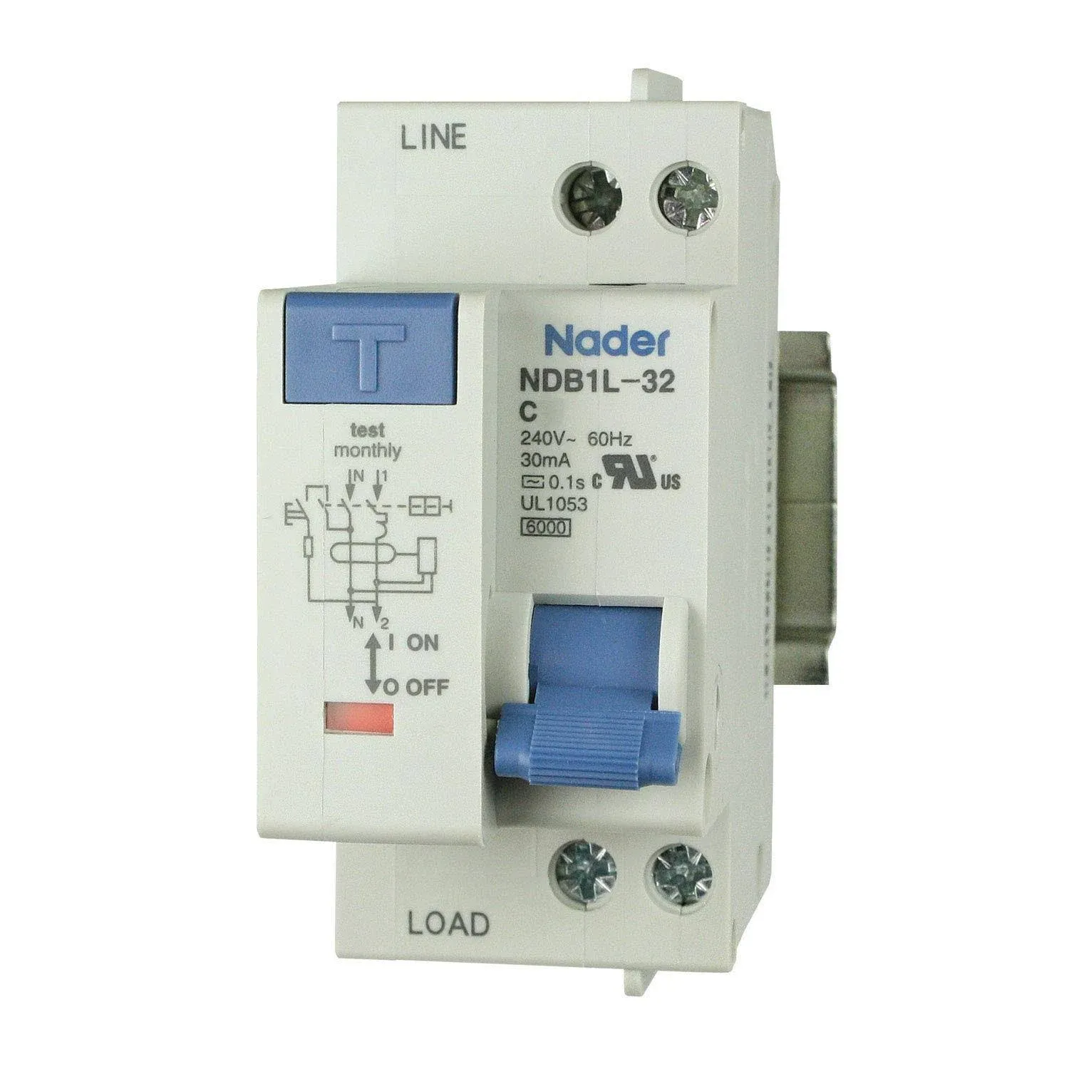 ASI NDB1L-32C-32-240V DIN Rail Mount Ground Fault Circuit Breaker 32A 240V Fault