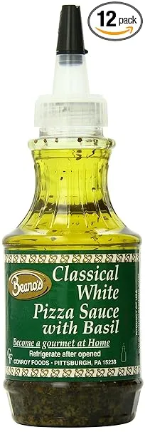 Beano's Classical White Pizza Sauce with Basil, 12/8 Ounce Bottles