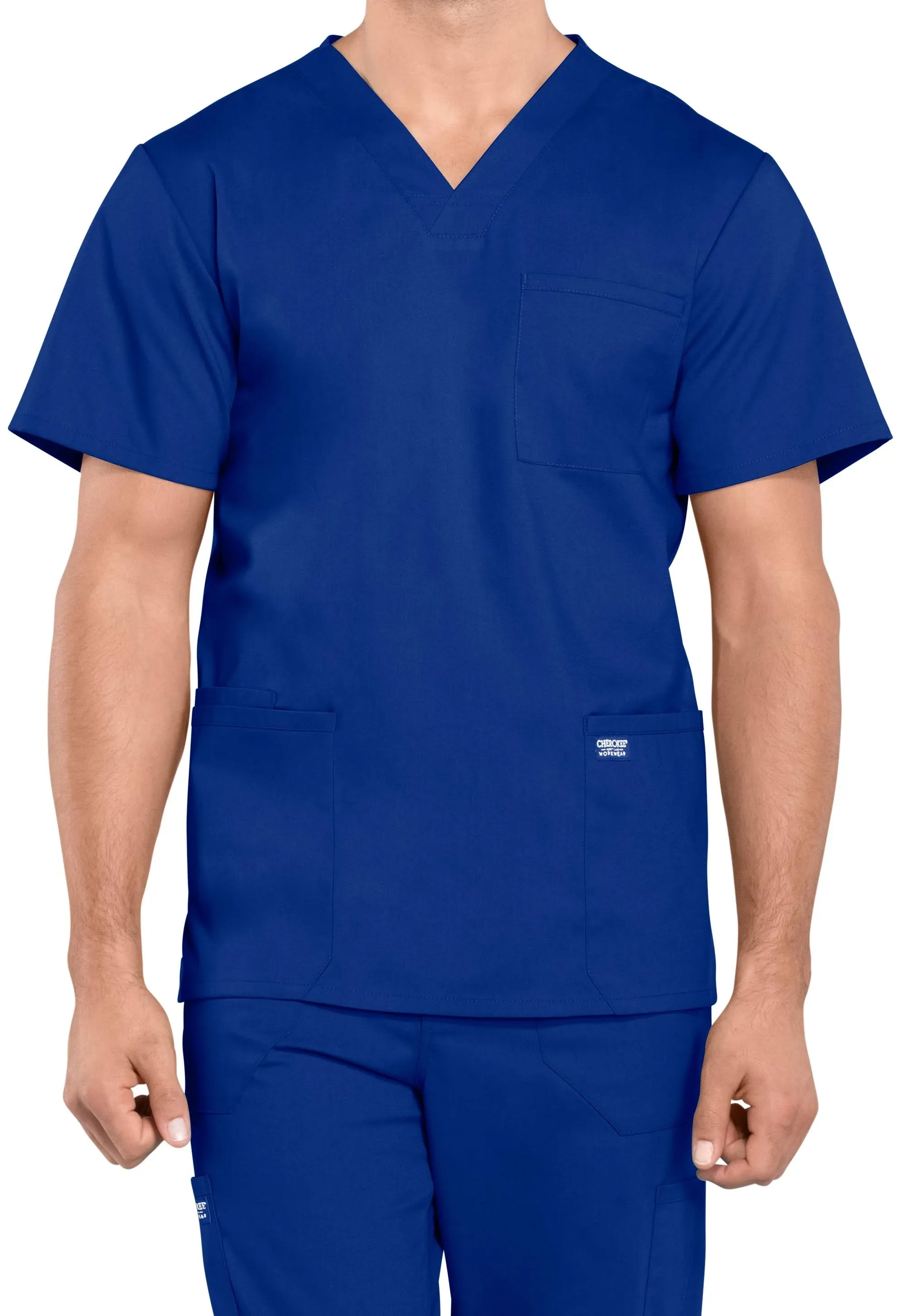 Cherokee Workwear Professionals Men's 4-Pocket STRETCH V-Neck Scrub Top