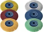 Dedeco 1300 Sunburst - 2 in. 3-Ply Radial Discs - 1/4 in. Arbor - Thermoplastic Cleaning and Polishing Tool Assortment (6-Piece)