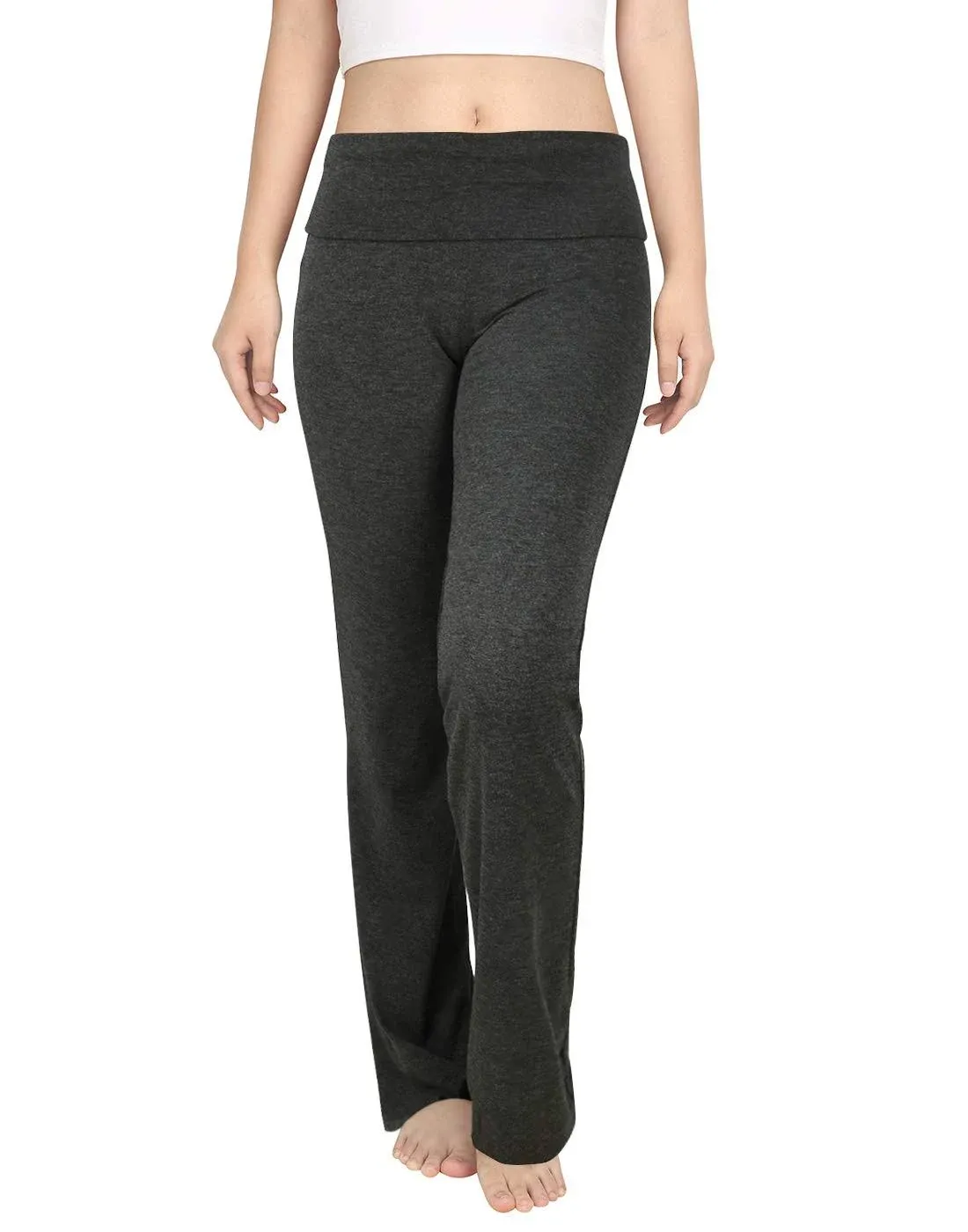 Hde Fold Over Waist Yoga Pants Charcoal Gray / Medium