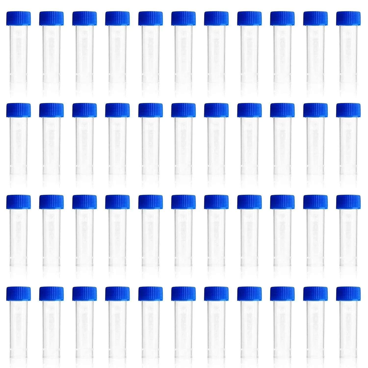 5ml Plastic Test Tubes Screw Caps Small Bottle Vial Storage Vial Storage Container for Lab-50pcs