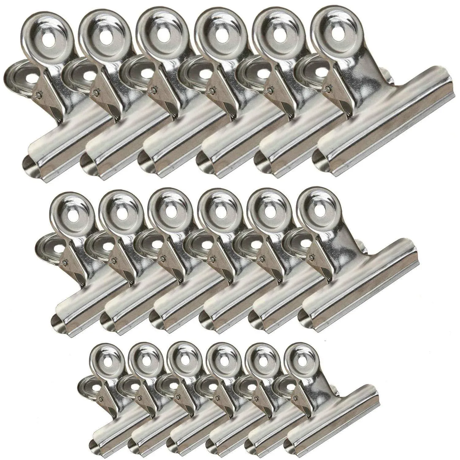 Chip Clips Bag Clips Food Clips 3 Sizes 18 Pack, Heavy Duty Stainless Steel Clips for Bag, All-Purpose Air Tight Seal Clip Cubicle Hooks for Office School Home