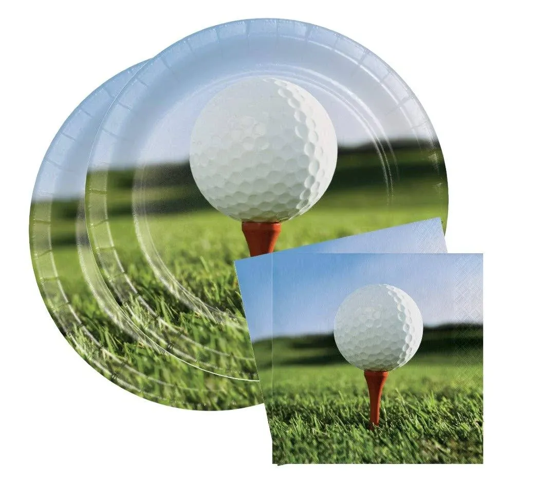 Sports Fanatic Golf Party Bundle 9" Plates (16) Lunch Napkins (18)