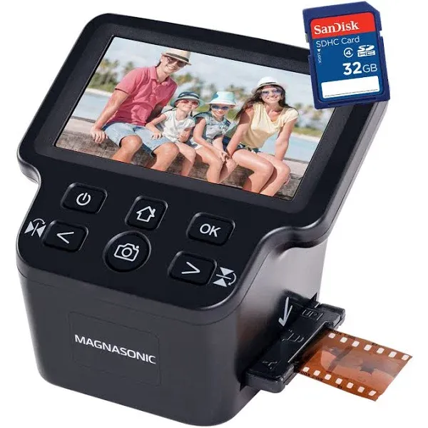 Magnasonic 22MP Film Scanner with Large 5" Display & HDMI with Bonus 32GB SD Card - Black