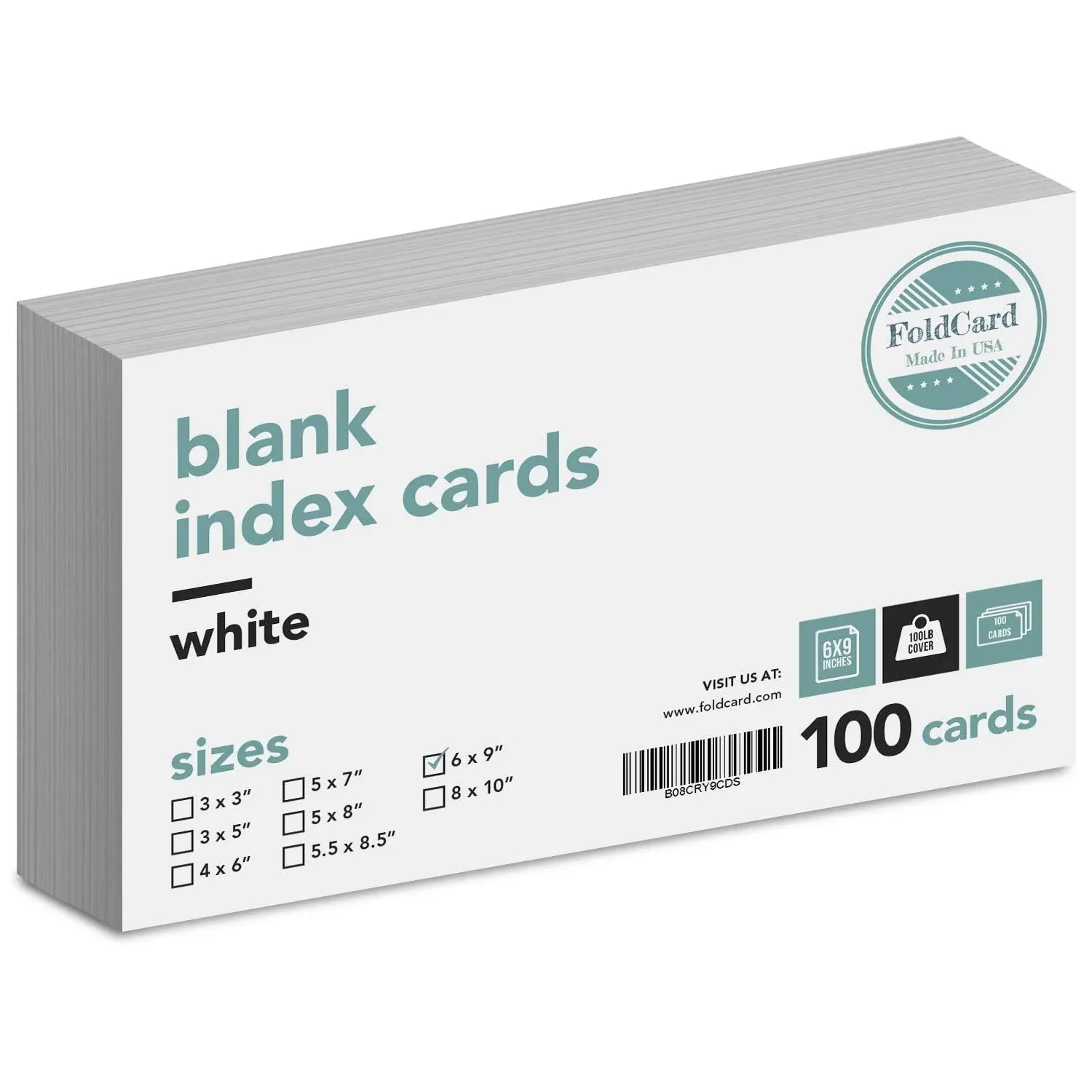 Thick Blank Index Cards – Perfect for Taking Notes, Flash and Business Cards, Shopping Lists and Recipe Cards, Contact Information | White 100lb Cover (14 pt) Cardstock | 100 per Pack | 6" x 9"