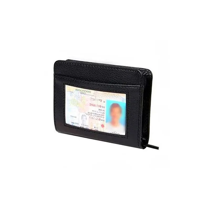 Jahyshow 36 Slots Credit Card Holder Wallet Zip Leather Card Case RFID Blocking