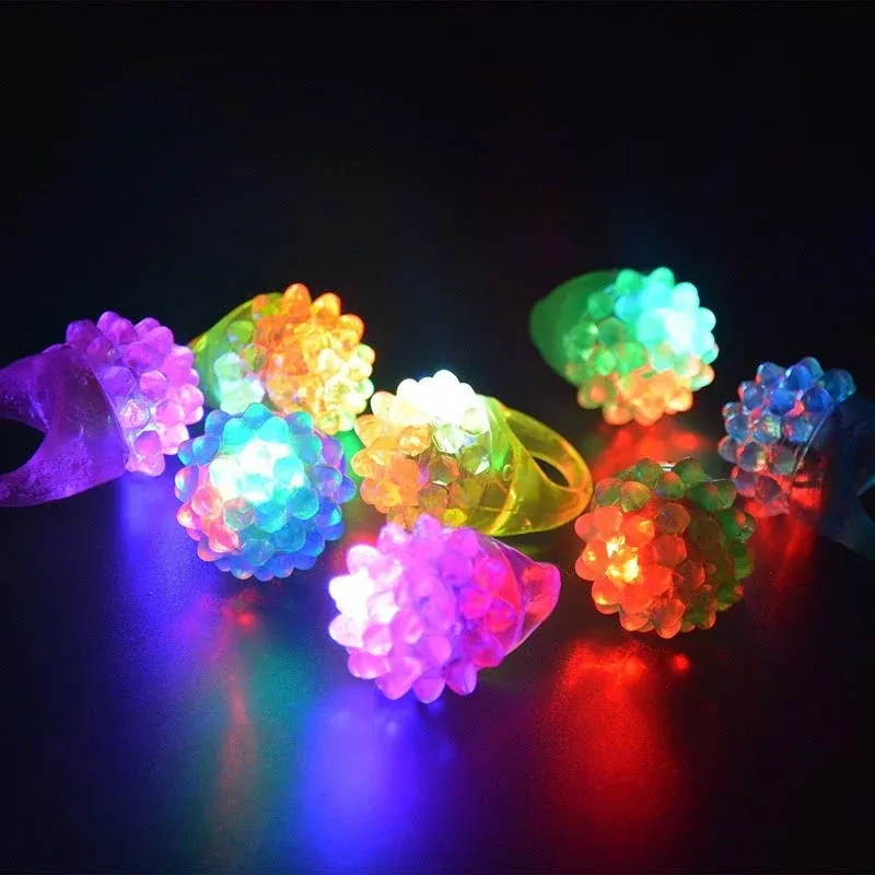 C&amp;H Solutions 18 ct Novelty Flashing LED Bumpy Rings Blinking Soft Jelly