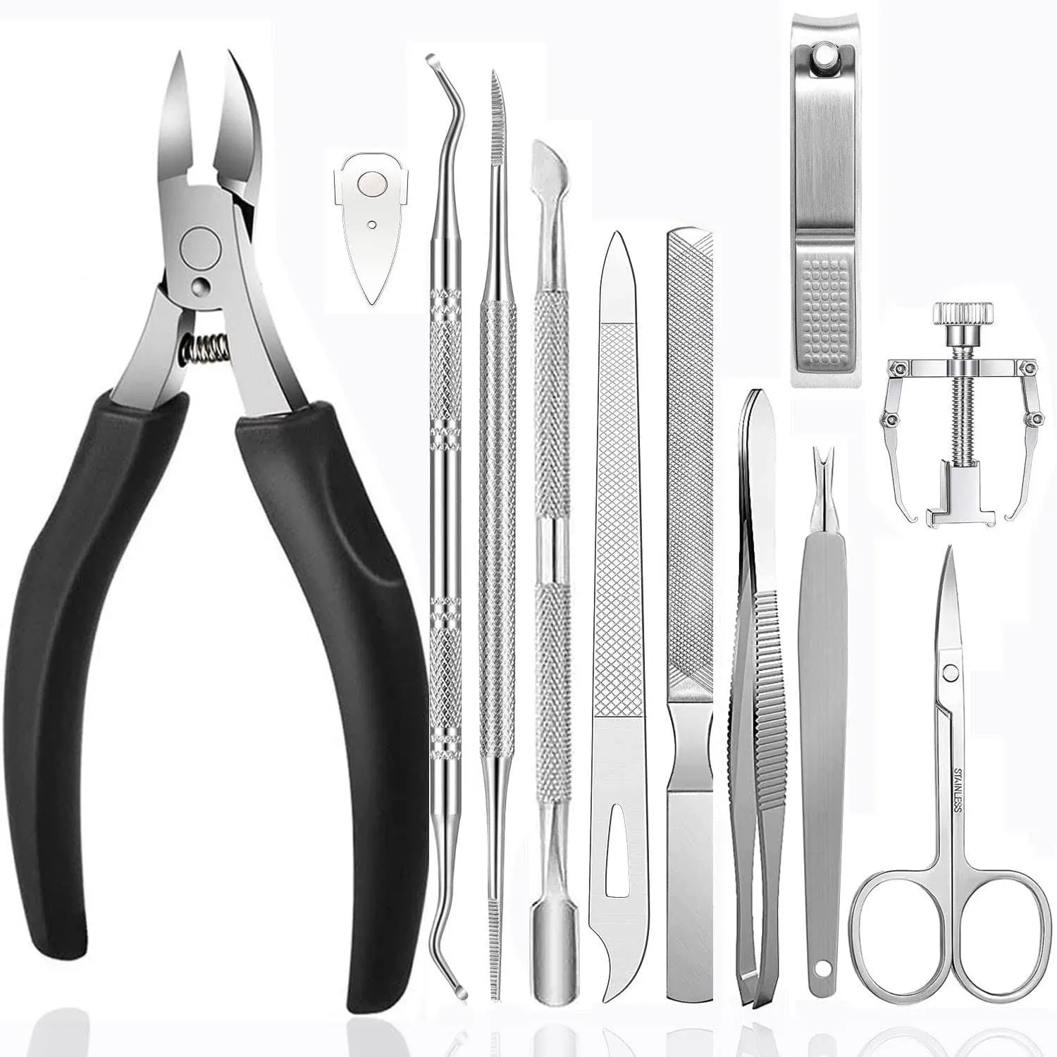 12PCS Ingrown Toenail Treatment Tool stainless Foot Pedicure Nail Clippers Set