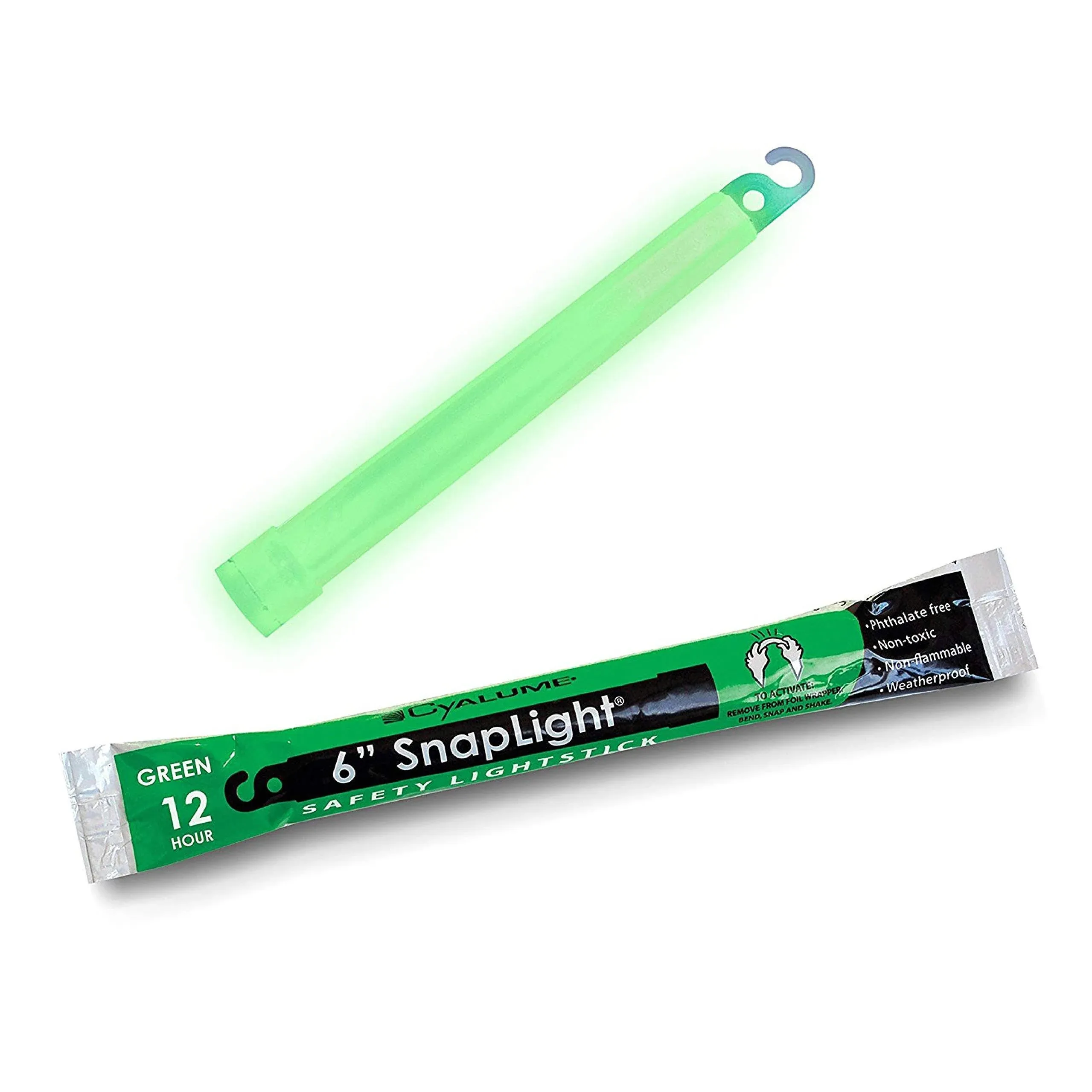 Cyalume Glow Sticks Military Grade Lightstick Premium Green 6” SnapLight Emergency Chemical Light Stick with 12 Hour Duration