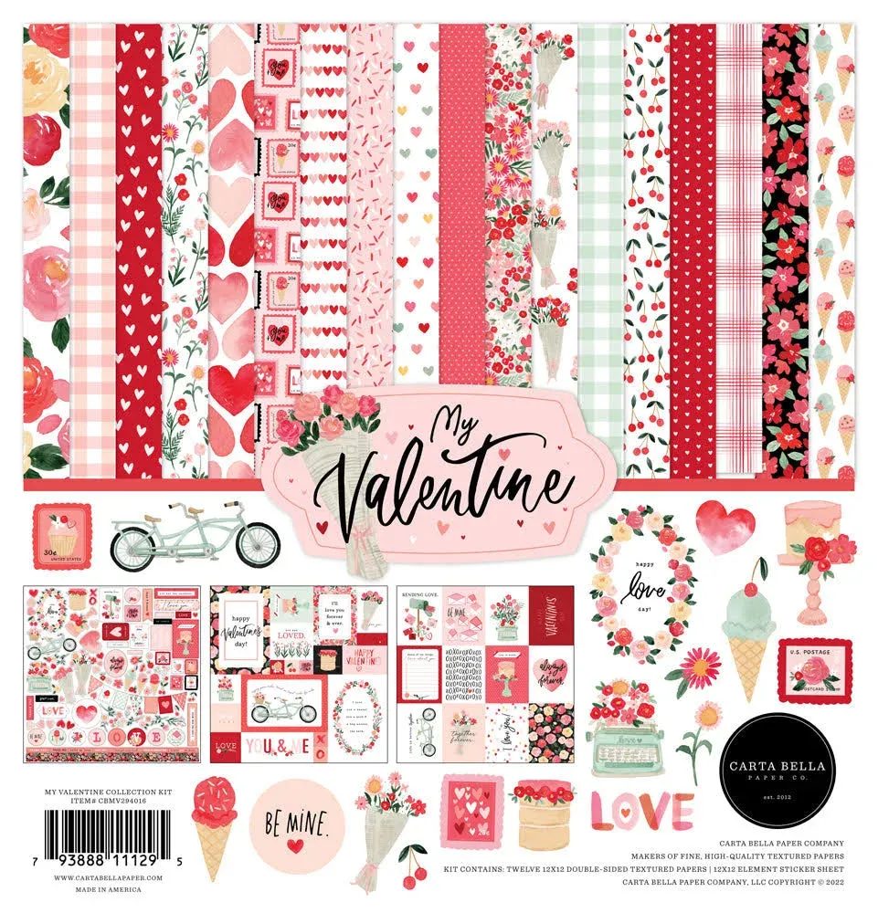 My Valentine Collection 12 x 12 Scrapbook Paper & Sticker Pack by Carta Bella