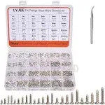 1100Pcs Nickel-Plated M1.2M1.4M1.5M2 Round Pan Head Tapping Screws Laptop Not...