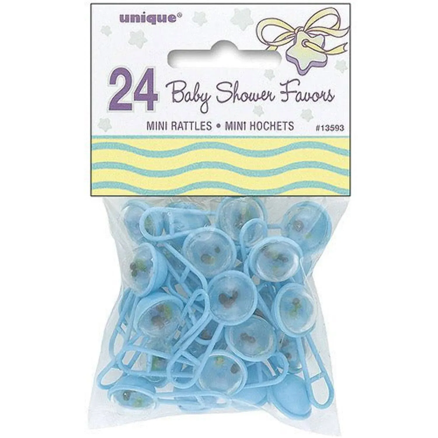 Mini Blue Baby Rattles Favors (24 Pack)