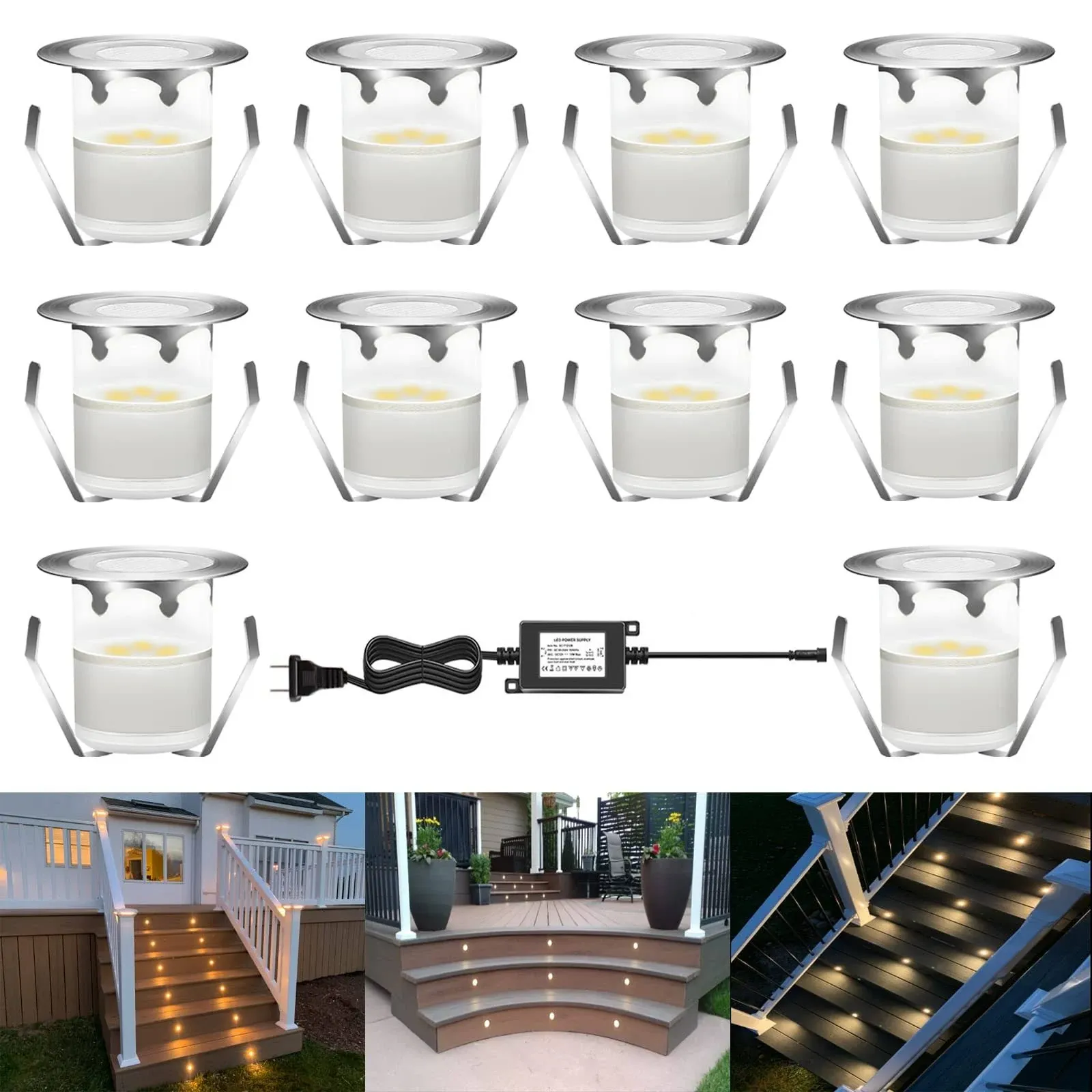 CISLAN LED Outdoor Deck Lights Kits, Warm White Φ1.18in Low Voltage 12V DC IP67 ...