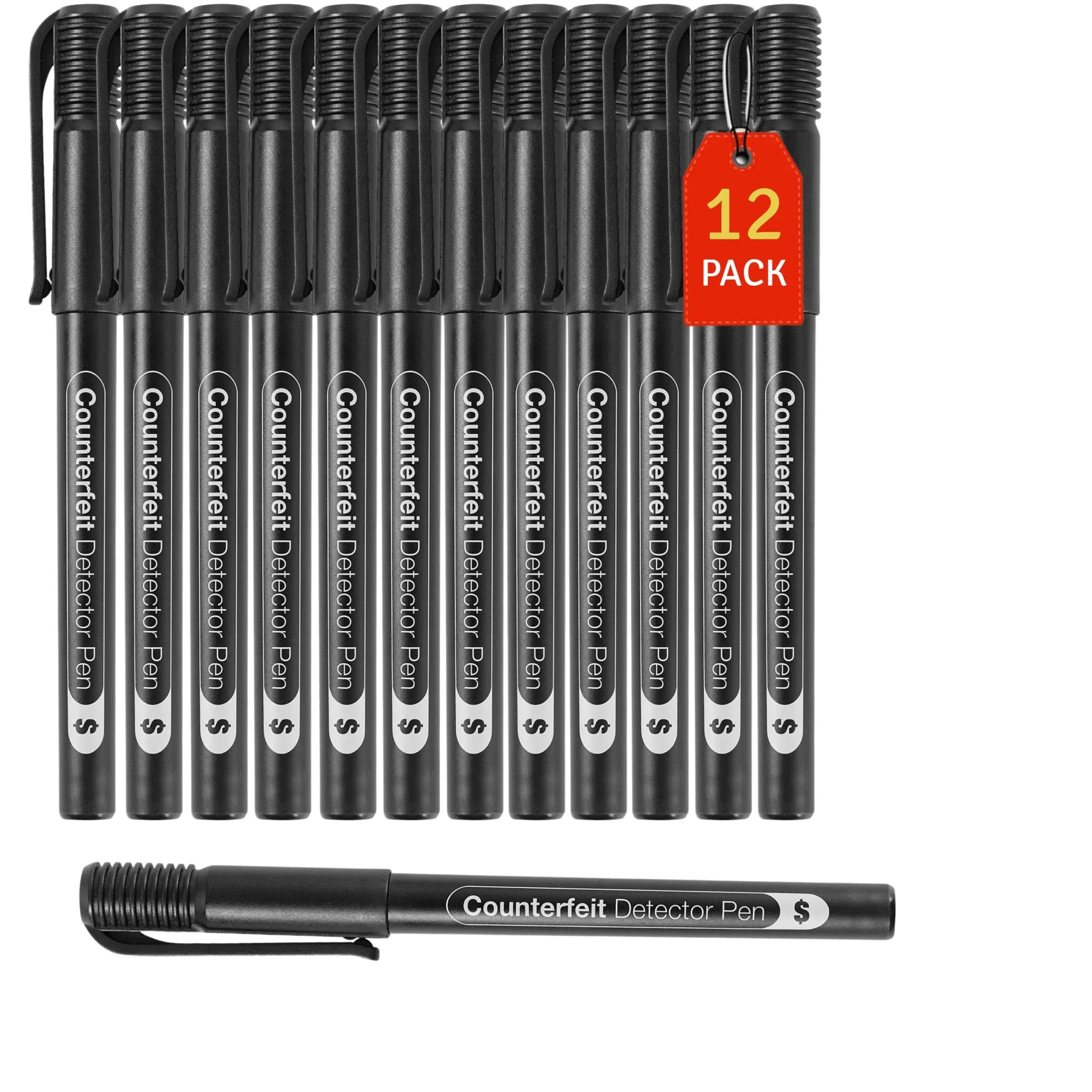 1InTheOffice Counterfeit Bill Detector Pens,Fake Money Marker Detector, (12 Pack)