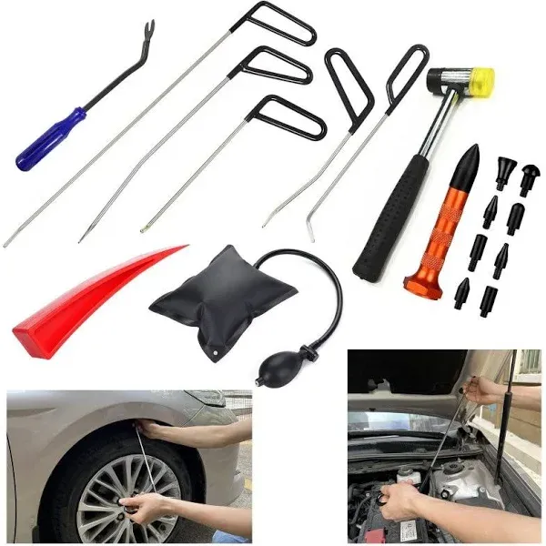 Cygoods 18pcs Set Car Fender Damage Repair Hook Rods Kit Knock Down Pen for High ...