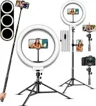 LED Selfie Ring Light with Stand, Circle Light for Makeup/Live Stream, Desktop Camera LED Ringlight with Tripod and Phone Holder for Photography/YouTube/Video Recording/Vlogs