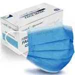 Made in USA, 3-Ply Disposable Adult Face Mask by EcoGuard Medium Blue