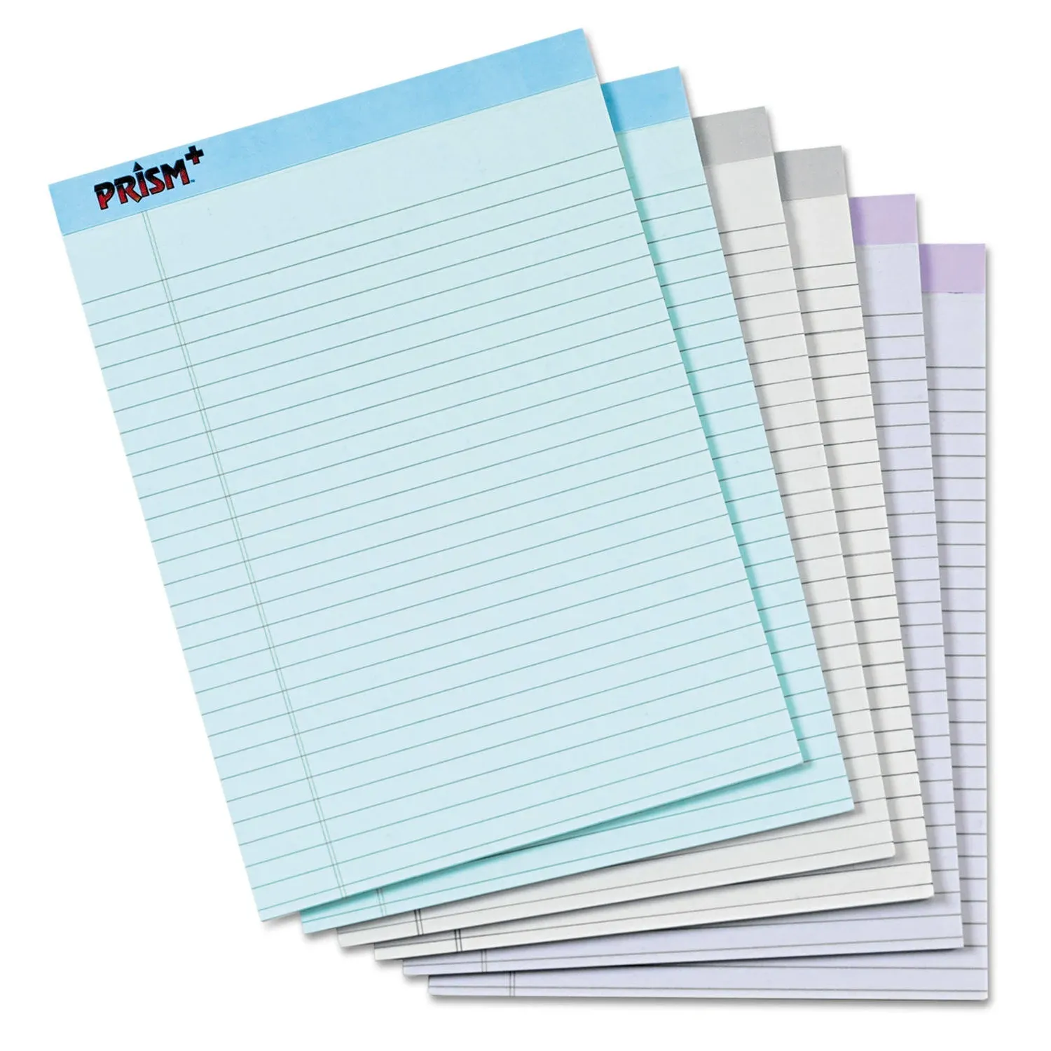 TOPS Prism Notepad, 8.5" x 11.75", Wide Ruled, Assorted, 50 Sheets/Pad, 6 Pads/Pack (TOP63116)