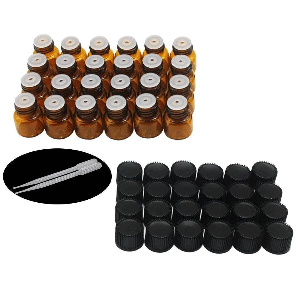 YIZHAO 1ml(1/4 Dram) Amber Essential Oils Sample Bottles Mini Glass Sample Vial ...