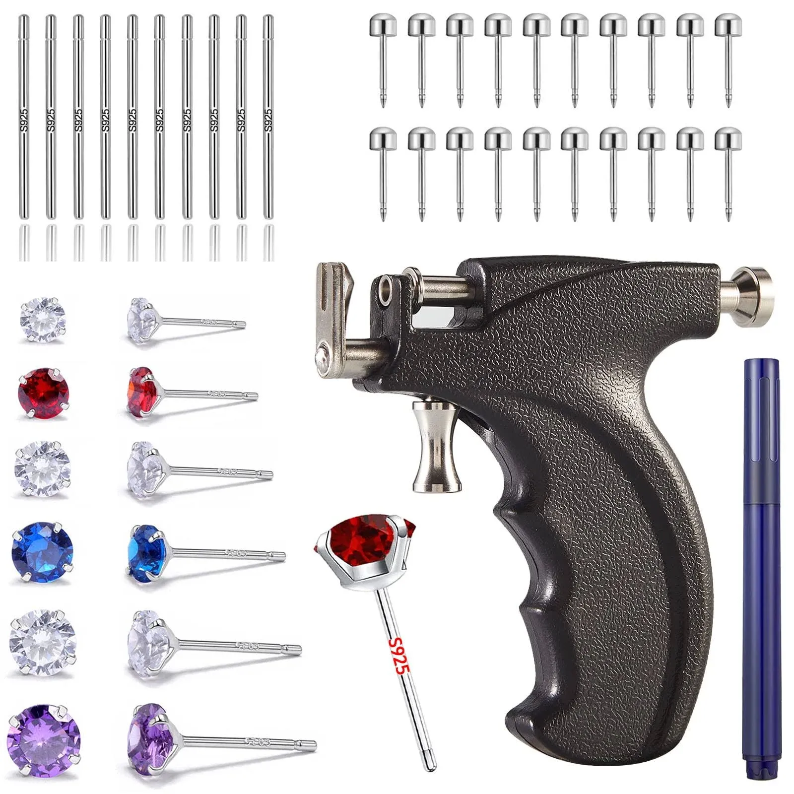 38-Piece Professional Piercing Kit - Lip, Nipple, Belly, Eyebrow, Tongue, Ear