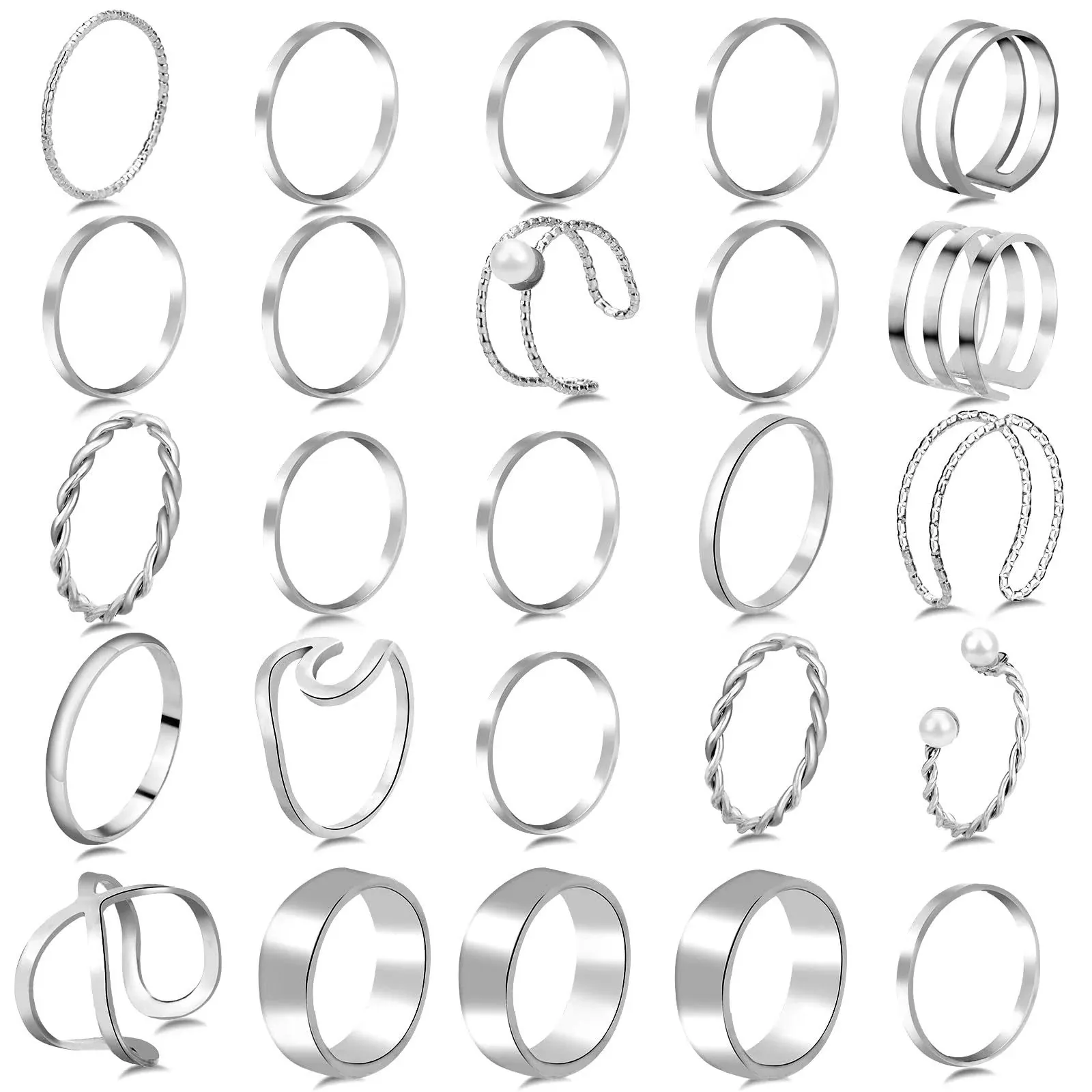 ONESING 18-31 Pcs Knuckle Rings for Women Stackable Rings Sets Vintage Joint Finger Rings Gold Rings Set for Women Men Hollow Carved Flowers Crystal Rings