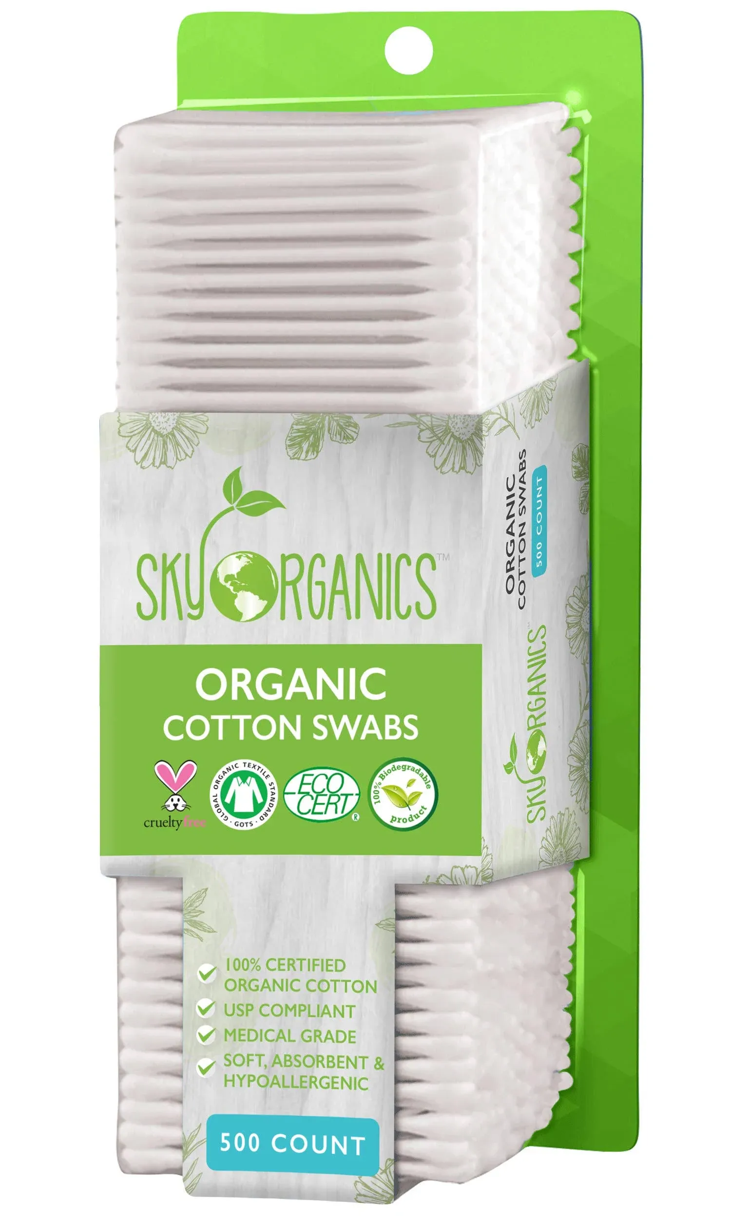 Sky Organics Organic Cotton Swabs, pack of 500