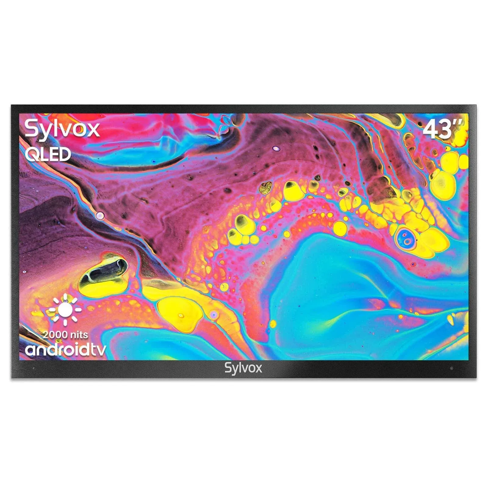 Sylvox 43 inch Outdoor Smart TV QLED 4K UHD Waterproof TV, 2000Nit High Brightness Built-in Google Assistant Anti-Glare, Suitable for Outdoor Shaded