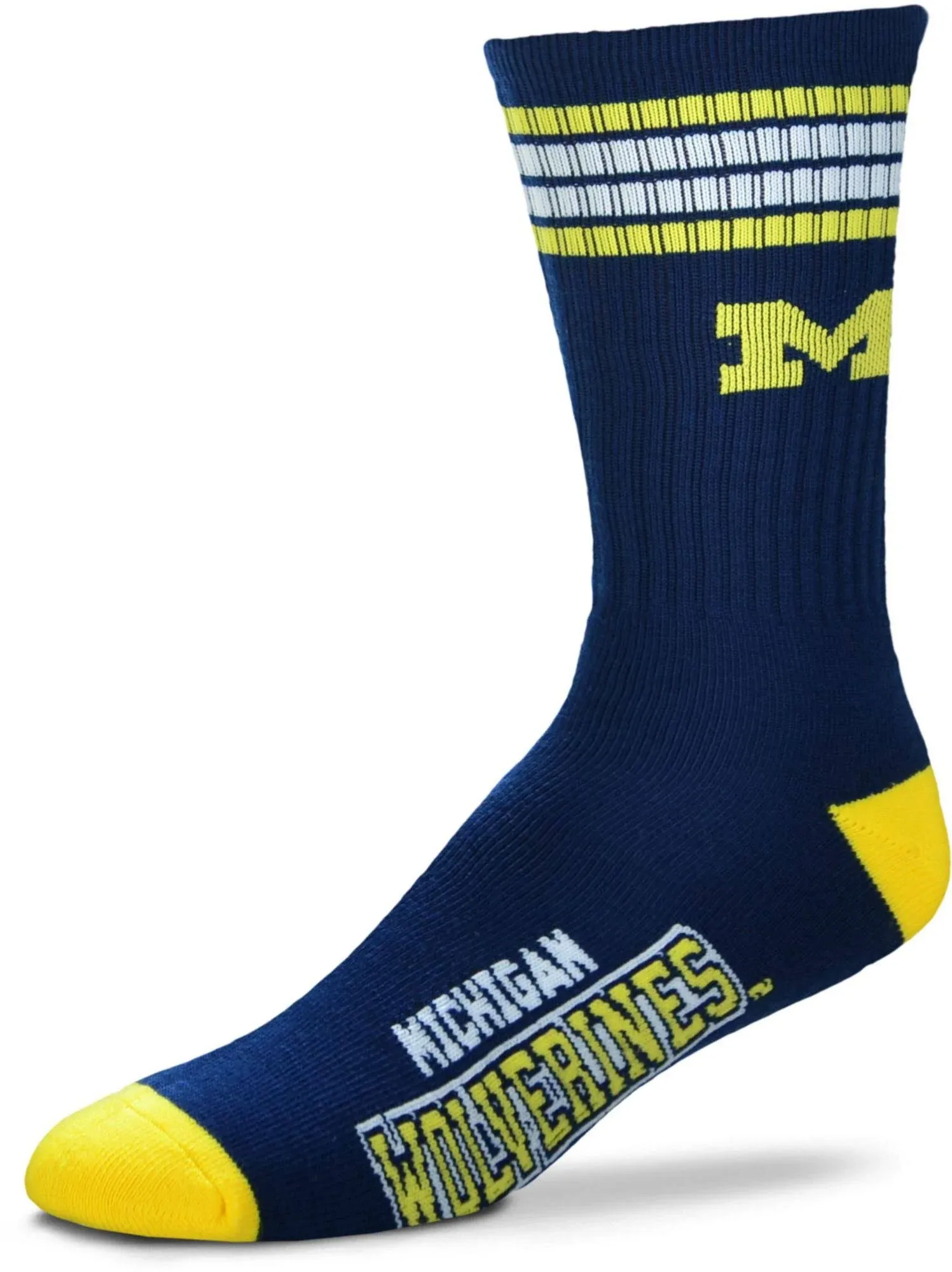 for Bare Feet Michigan Wolverines 4 Stripe Deuce Crew Socks